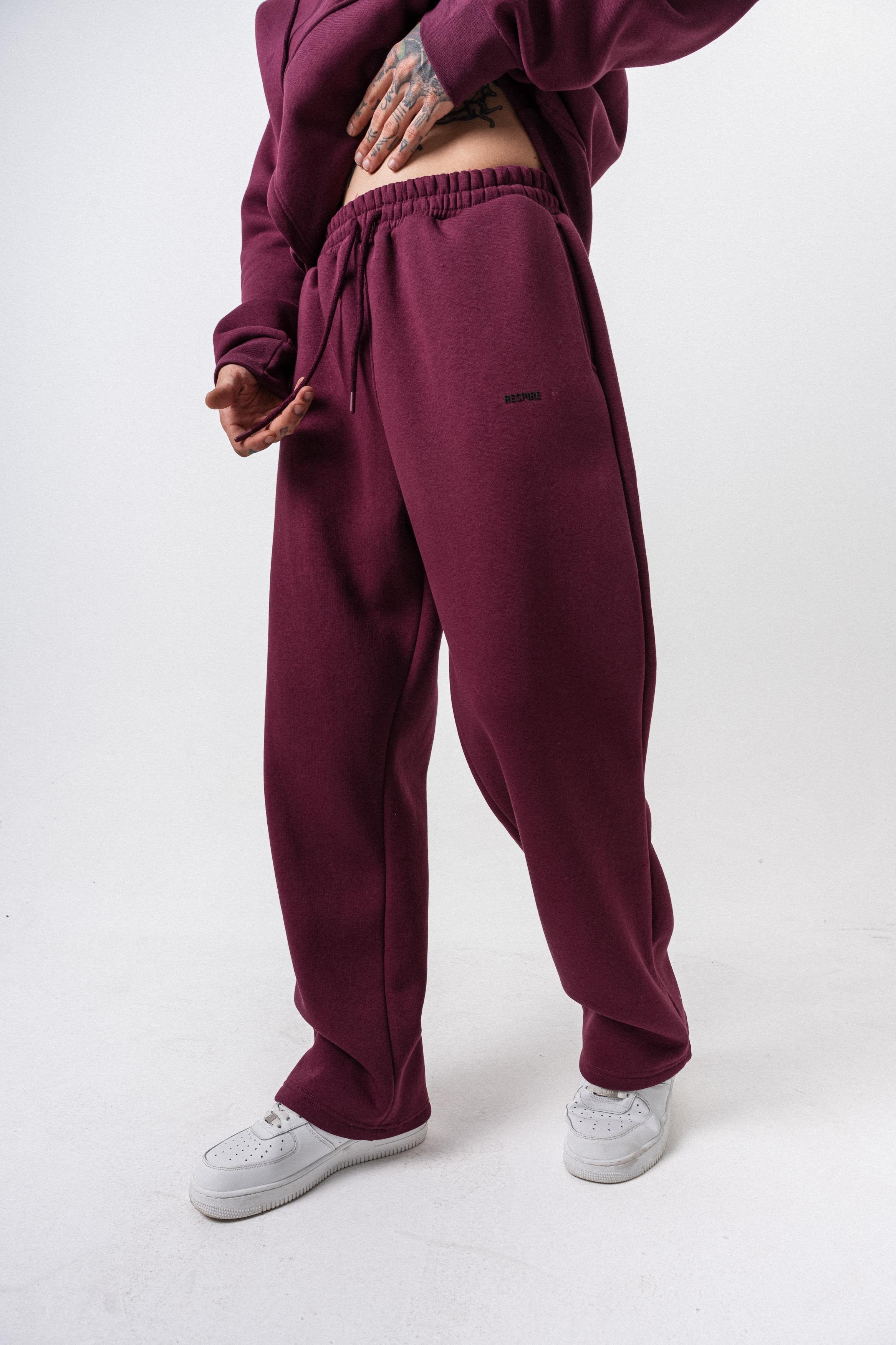 Erkek Respire Yazı Detaylı Basic Baggy Eşofman Altı Vişne