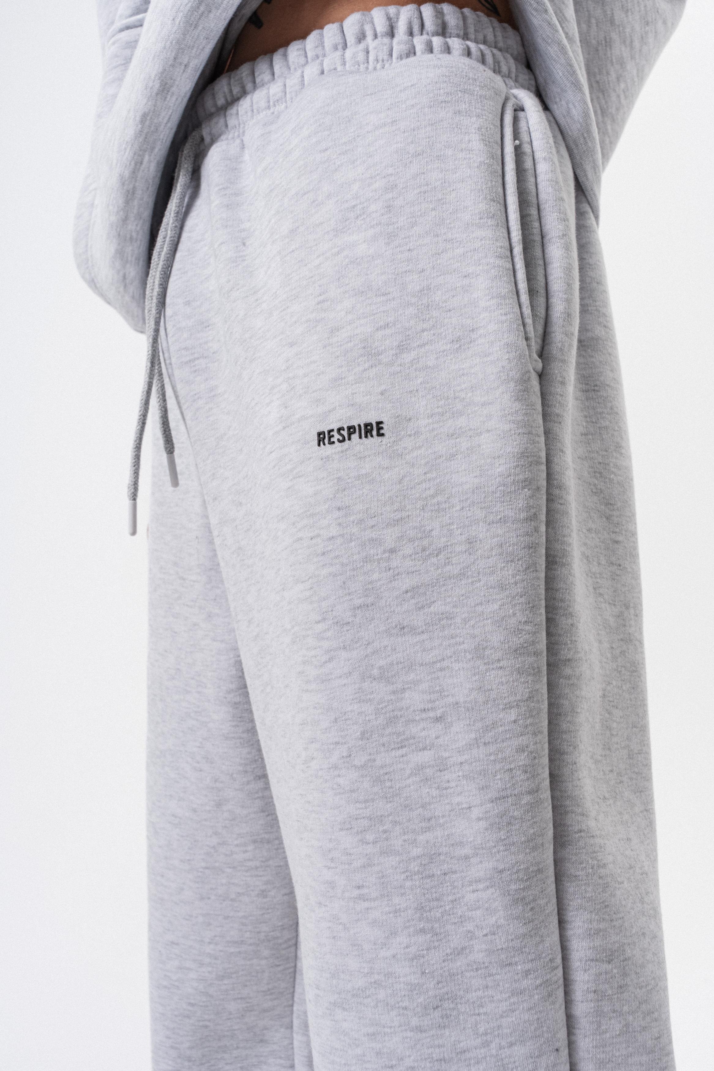Erkek Respire Yazı Detaylı Basic Baggy Eşofman Altı Kar Melanj