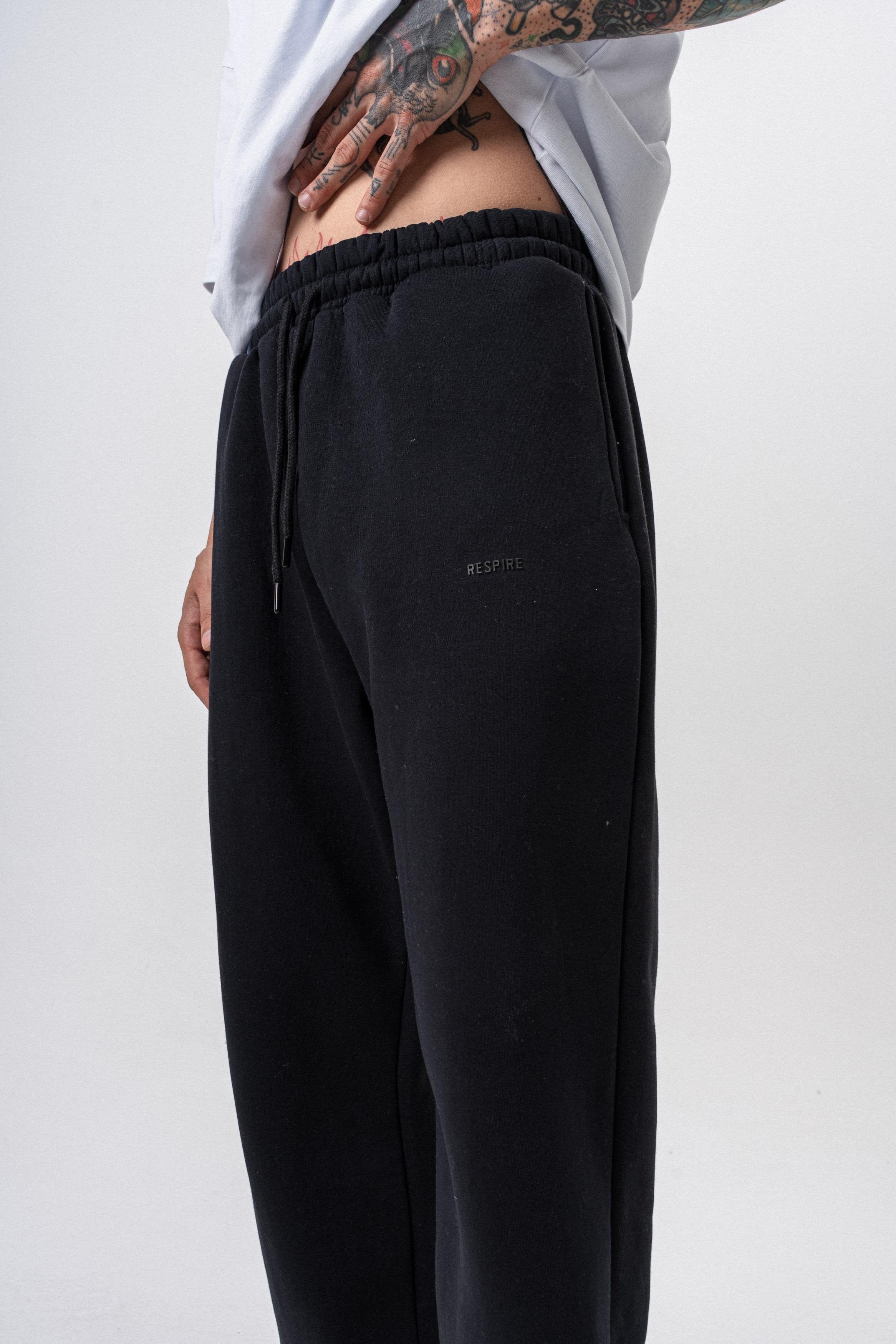 Erkek Respire Yazı Detaylı Basic Baggy Eşofman Altı Lacivert