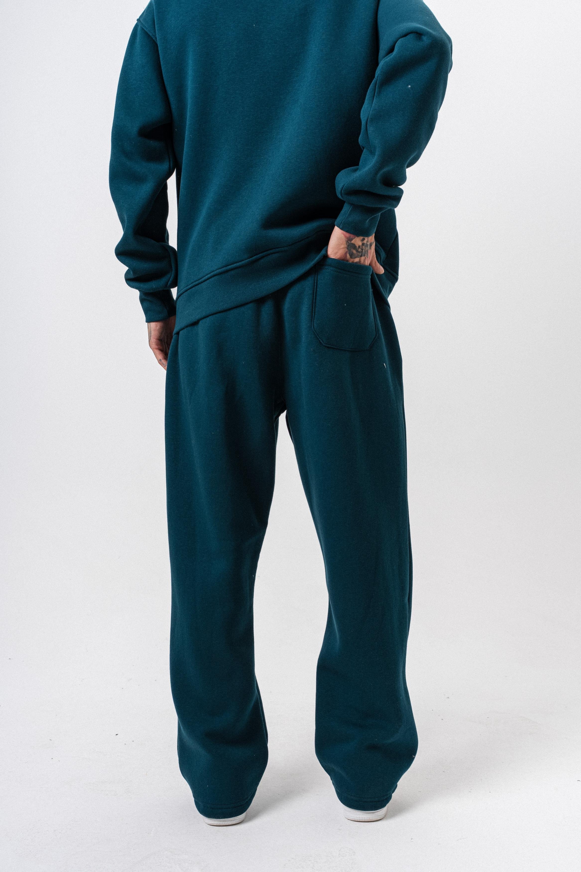 Erkek Respire Yazı Detaylı Basic Baggy Eşofman Altı Zümrüt