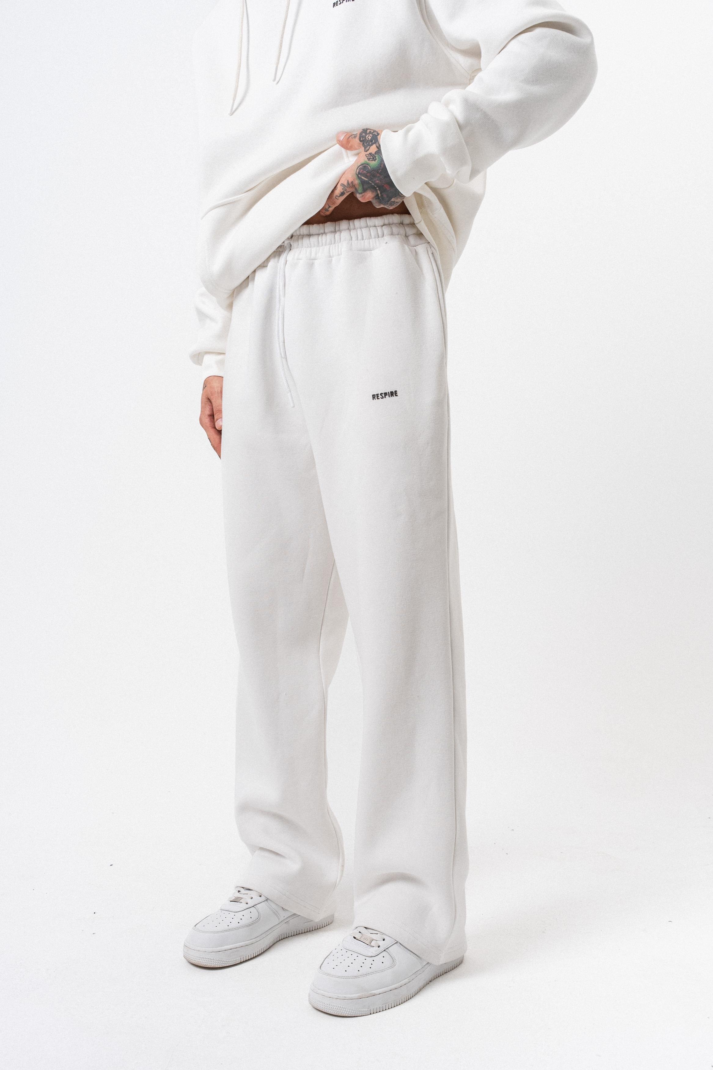Erkek Respire Yazı Detaylı Basic Baggy Eşofman Altı Ekru