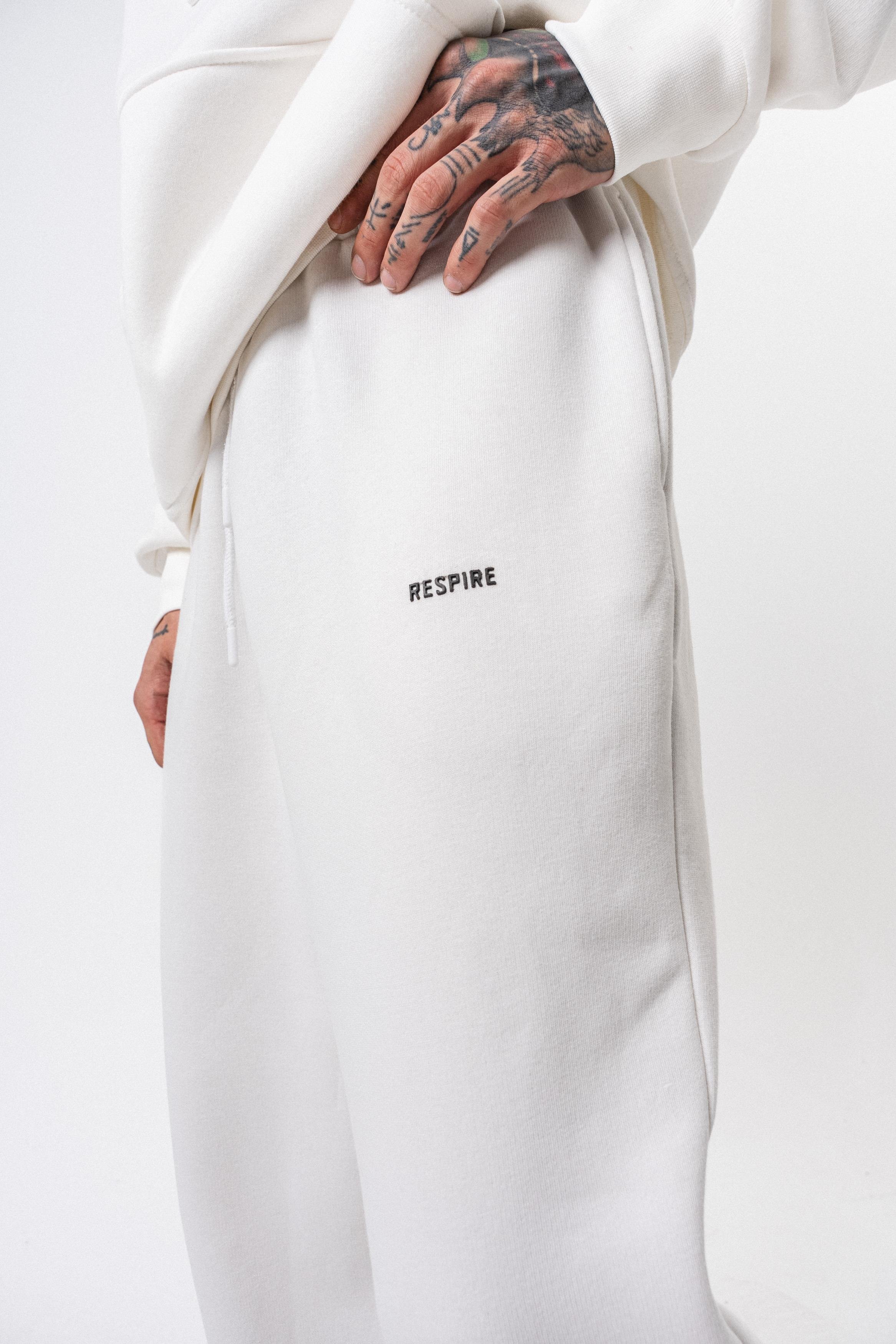 Erkek Respire Yazı Detaylı Basic Baggy Eşofman Altı Ekru