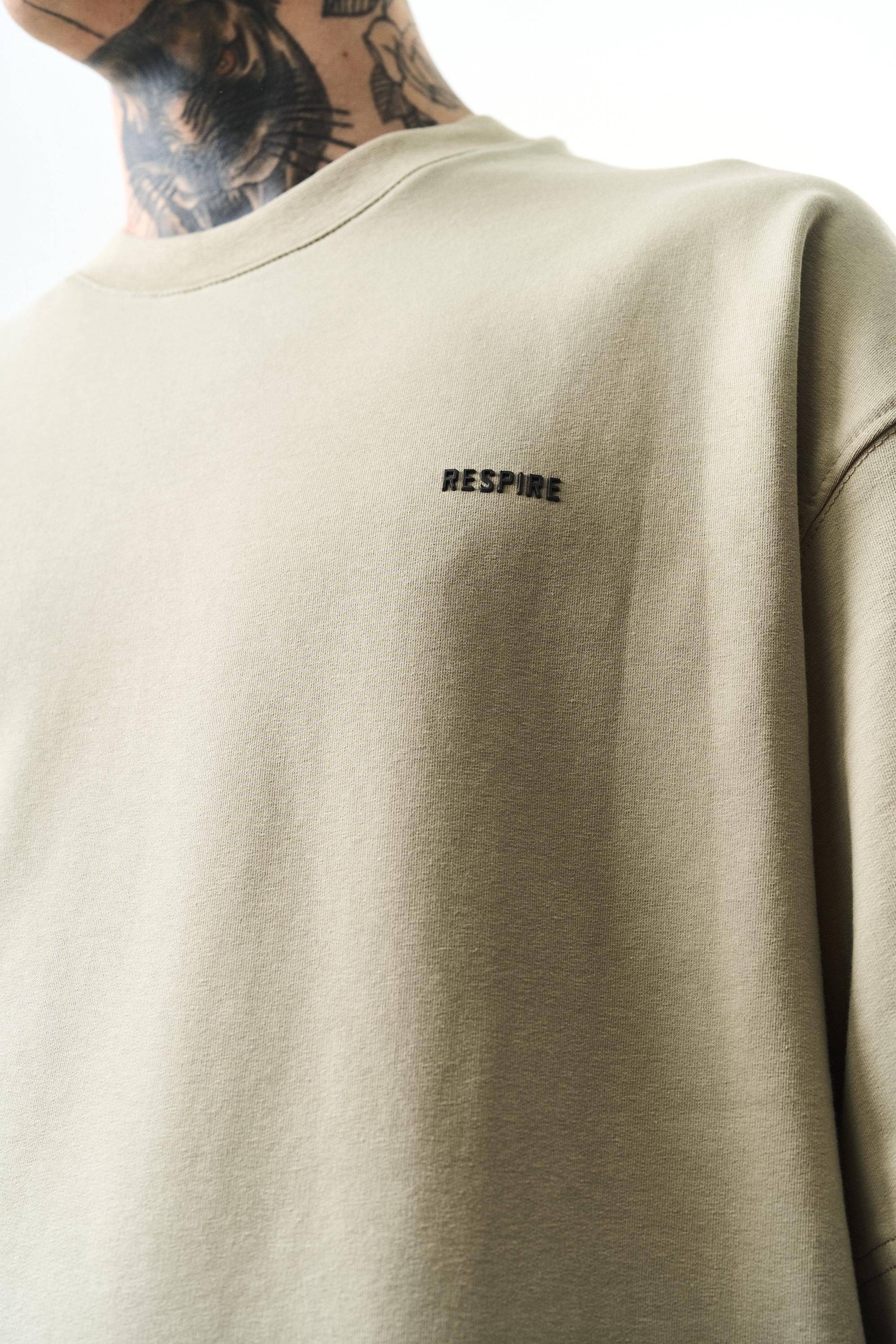 Erkek Respire Yazı Detaylı Oversize T-Shirt Küf