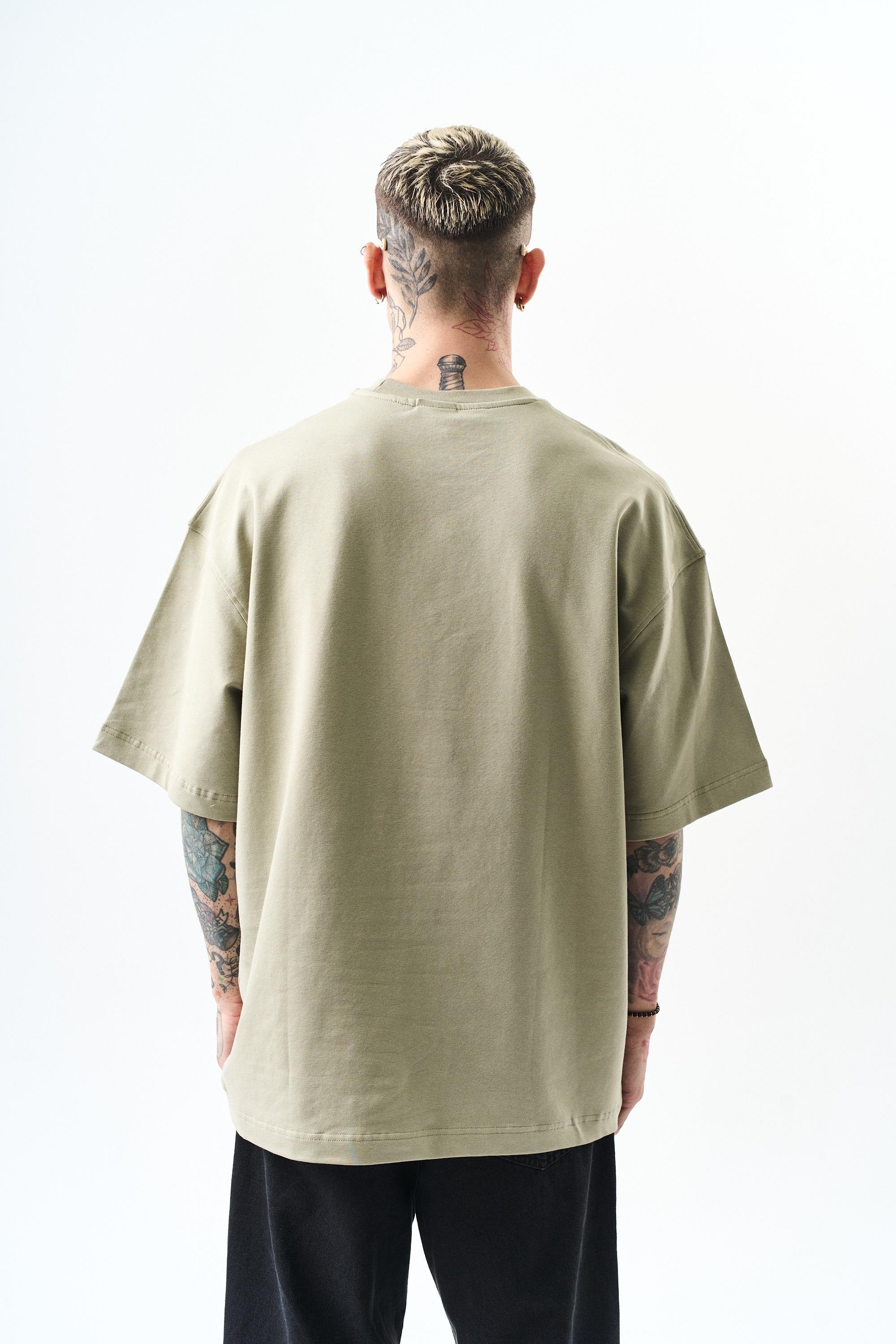 Erkek Respire Yazı Detaylı Oversize T-Shirt Küf