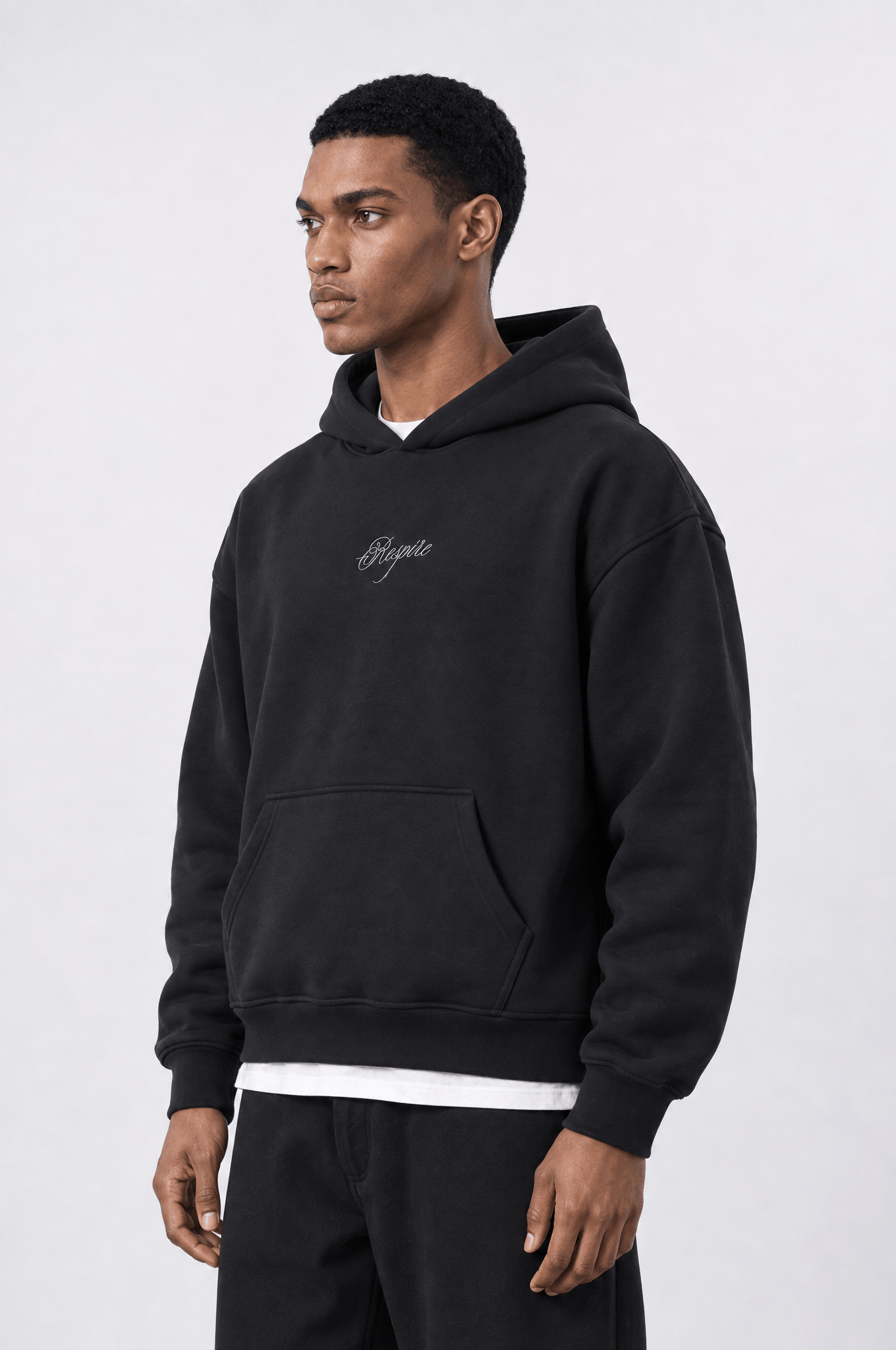 Erkek Rosette Nakışlı Oversize Hoodie Siyah