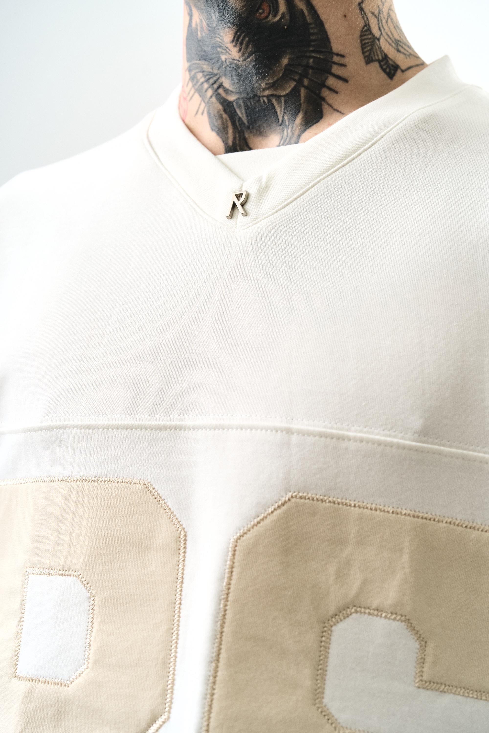 Erkek RS Nakışlı Oversize T-Shirt Ekru
