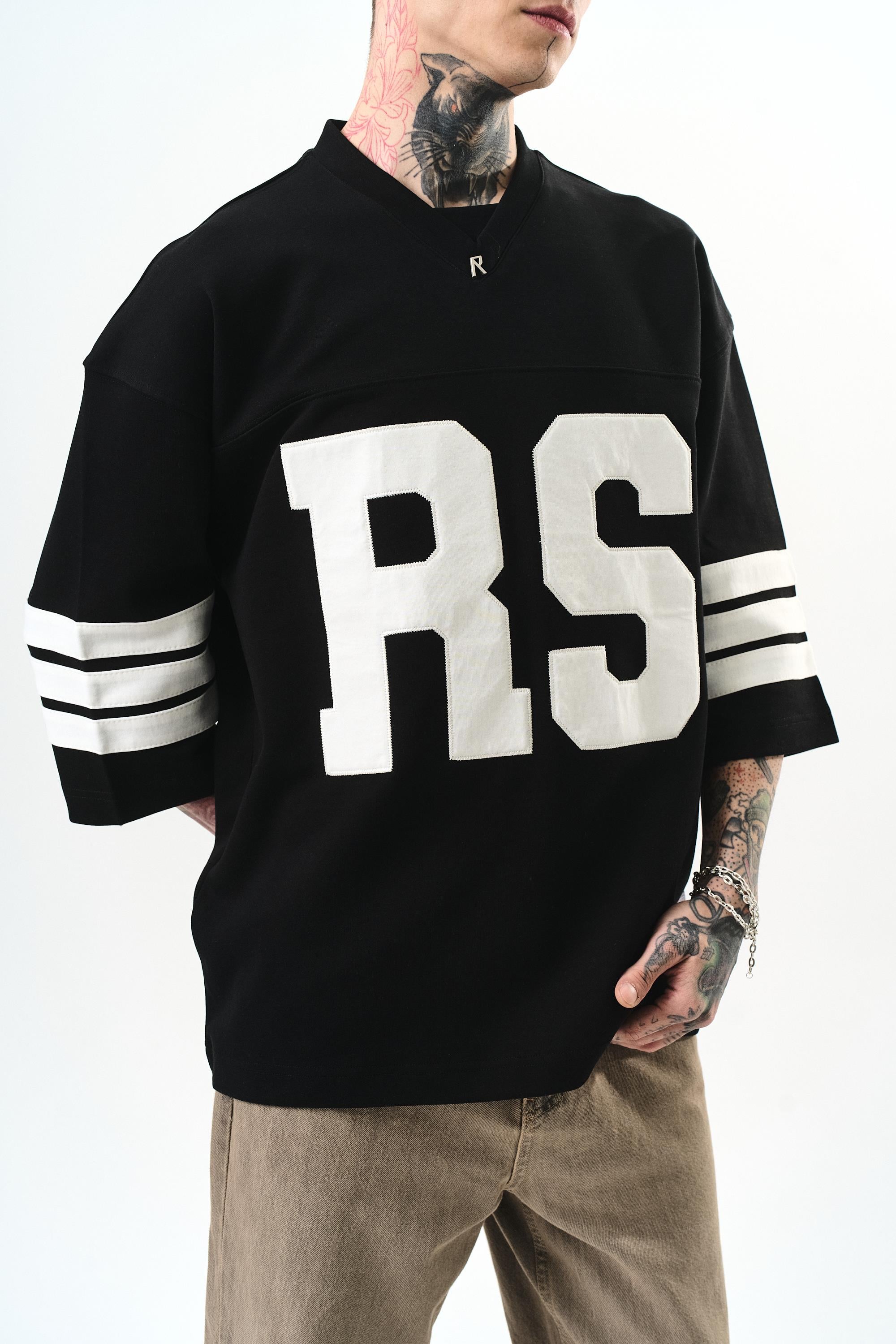 Erkek RS Nakışlı Oversize T-Shirt Siyah