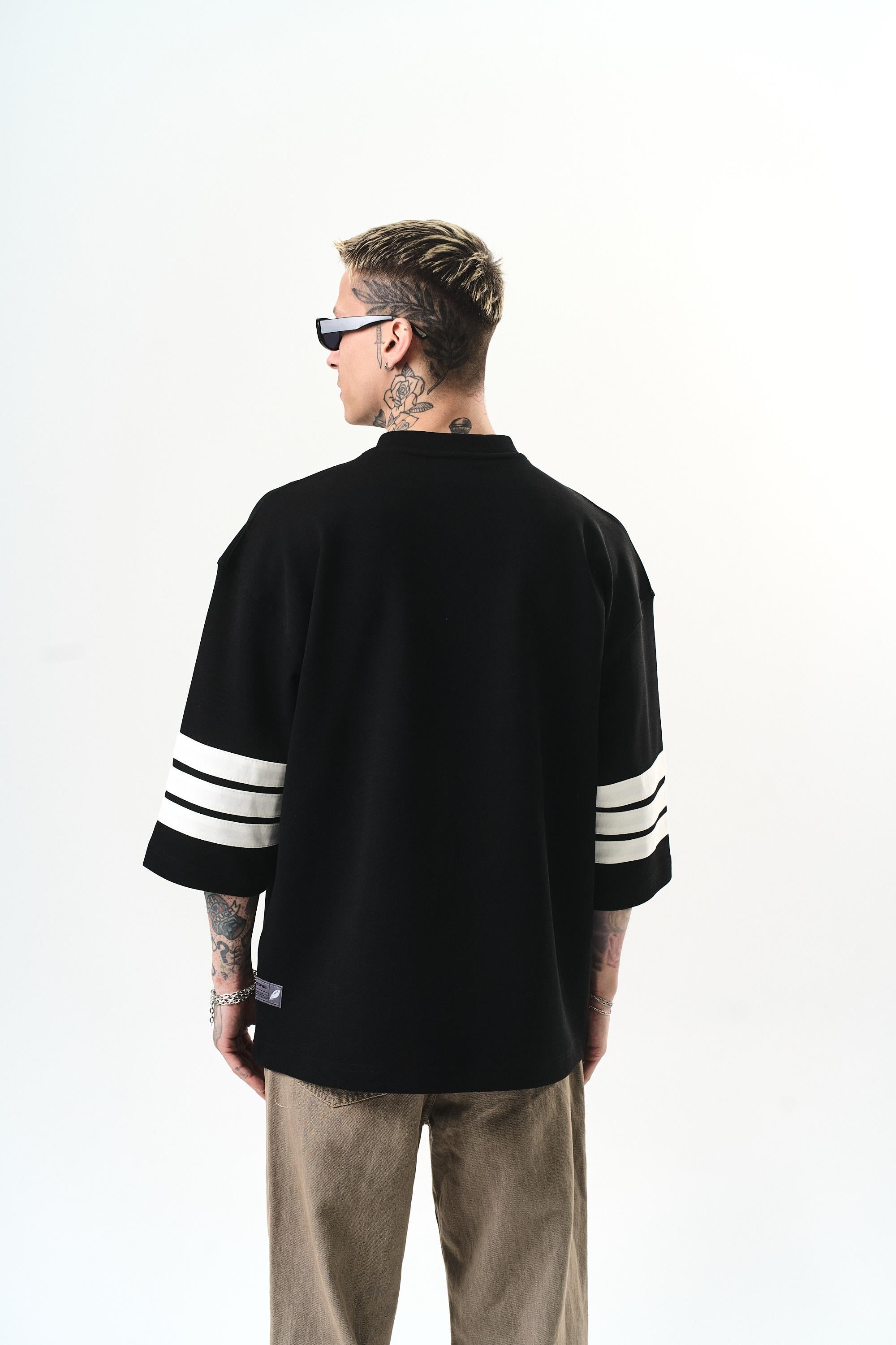 Erkek RS Nakışlı Oversize T-Shirt Siyah