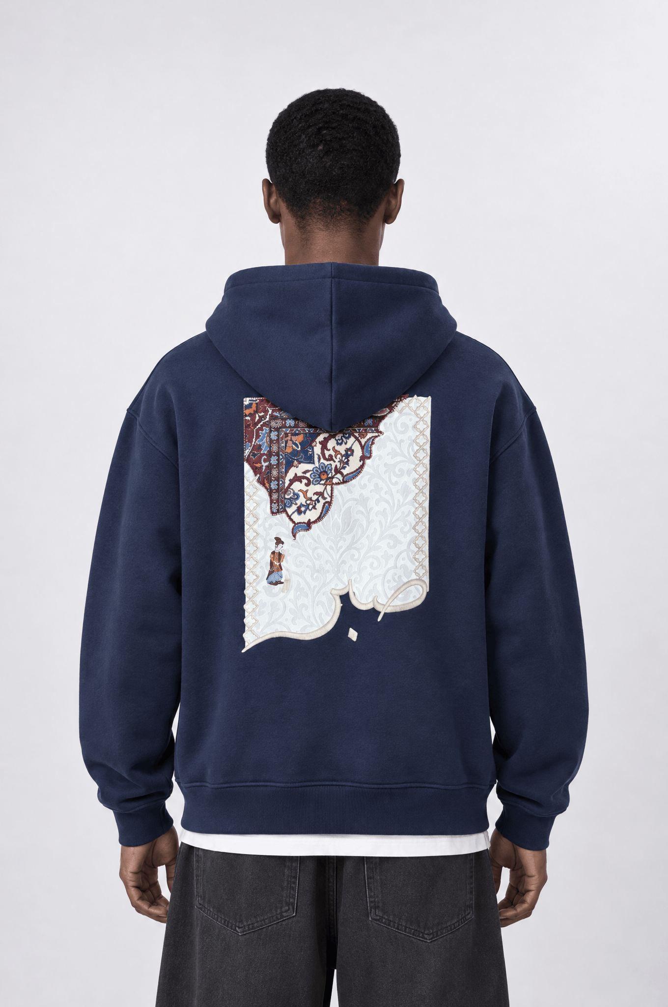 Erkek Sabr Patch Detaylı Oversize Hoodie Lacivert