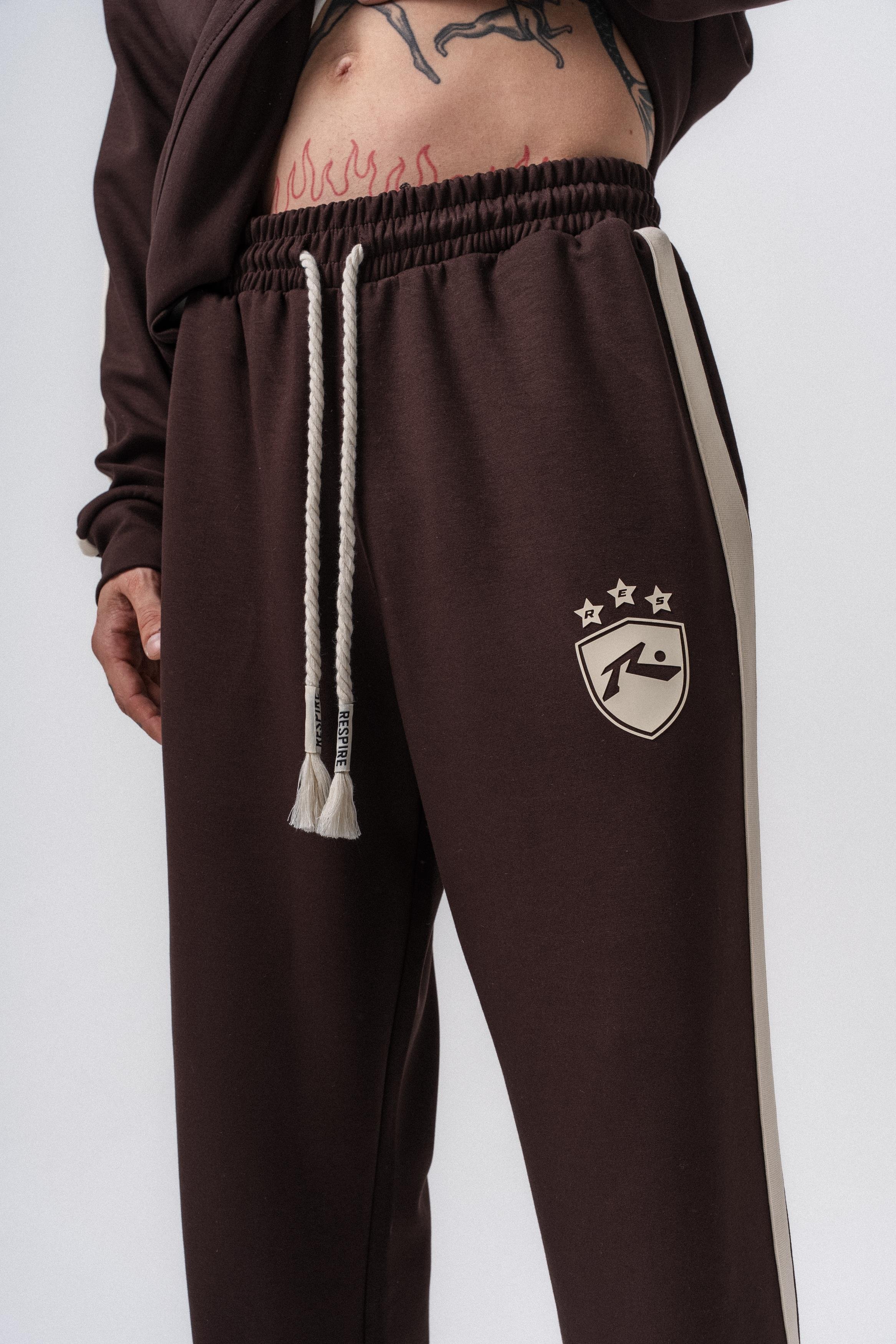 Erkek Şerit Detaylı Modal Baggy Eşofman Altı Kahve
