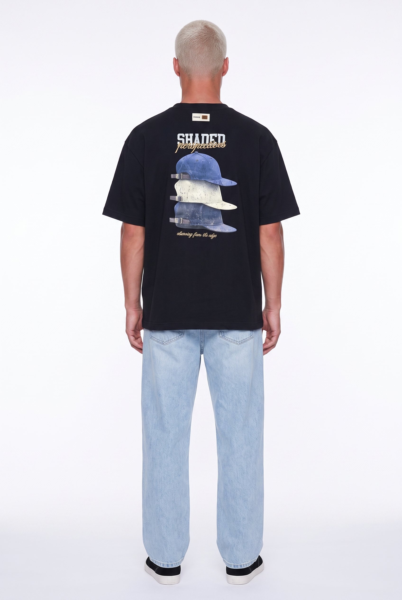 Erkek Shaded Baskılı Oversize T-Shirt Siyah