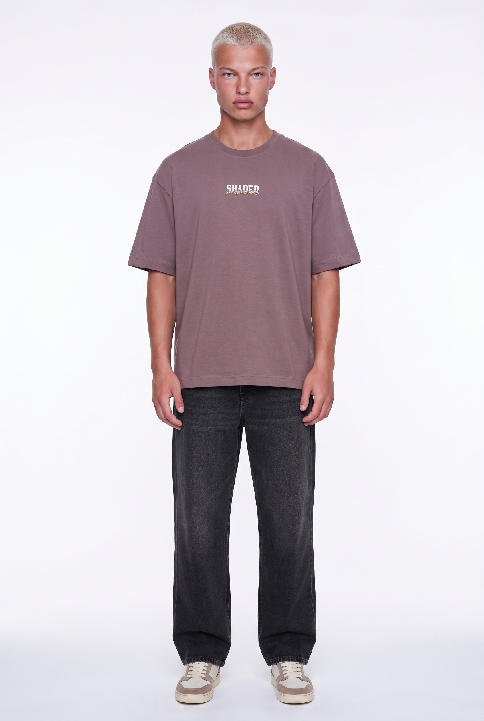 Erkek Shaded Baskılı Oversize T-Shirt Kahve