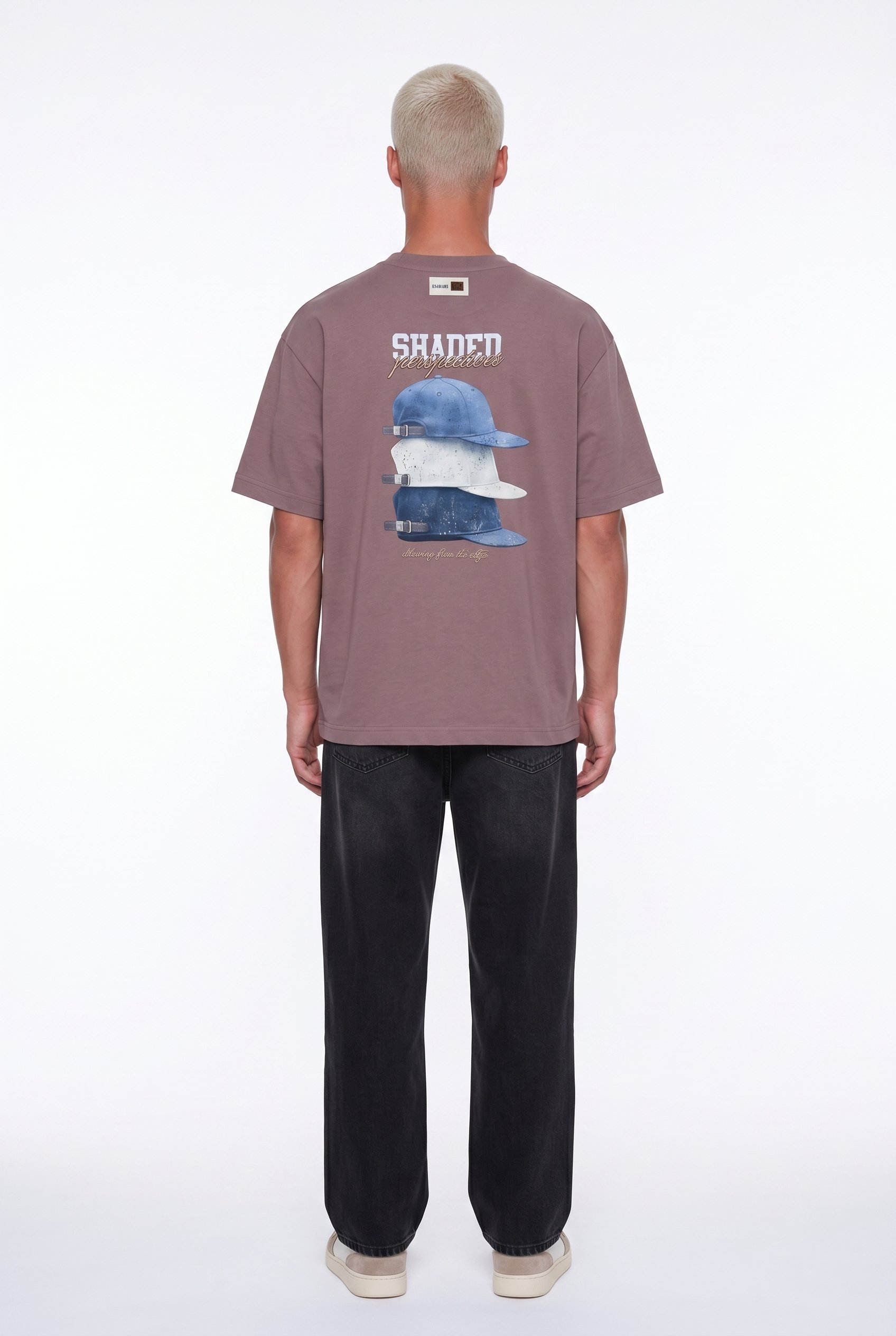 Erkek Shaded Baskılı Oversize T-Shirt Kahve