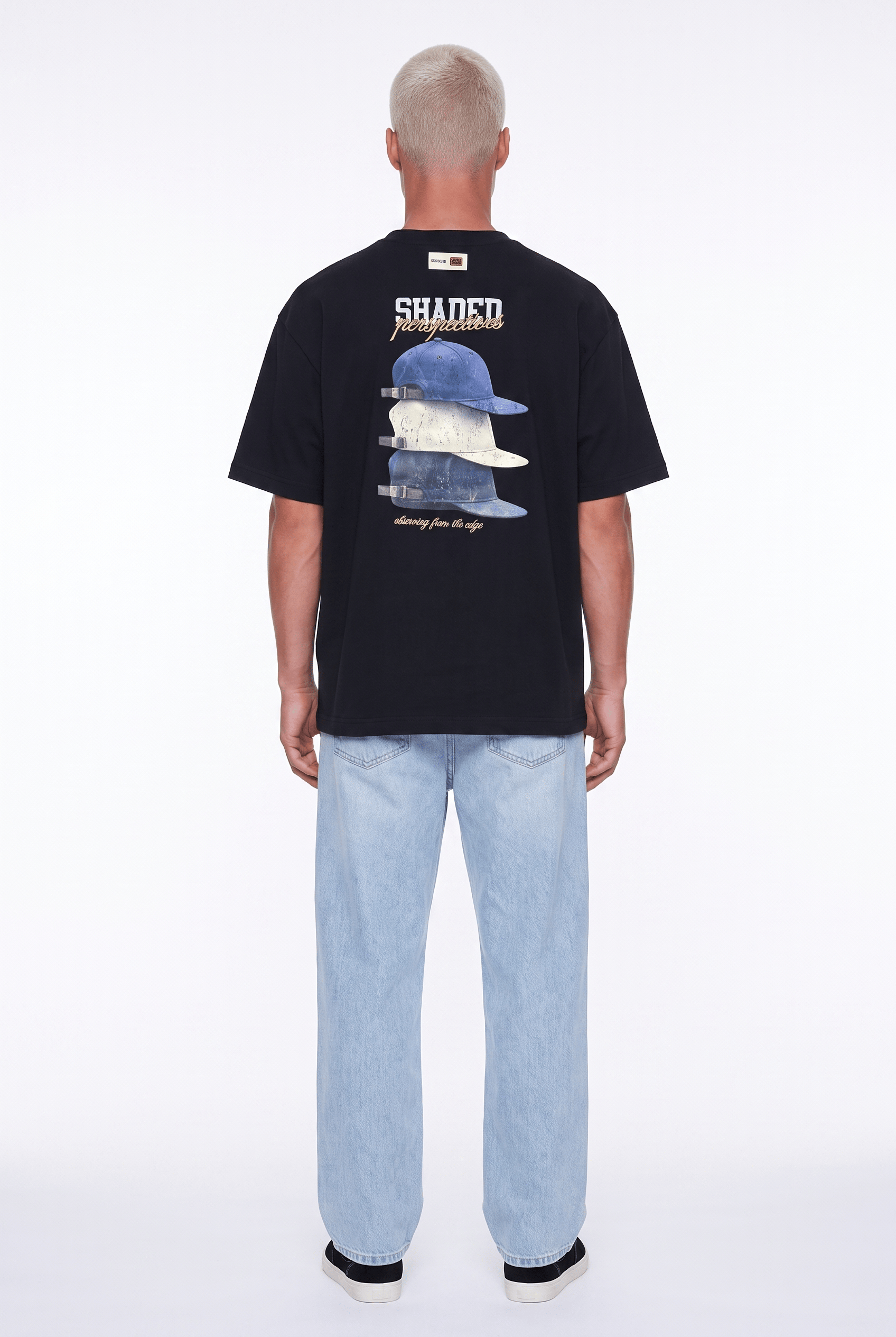 Erkek Shaded Baskılı Oversize T-Shirt Siyah