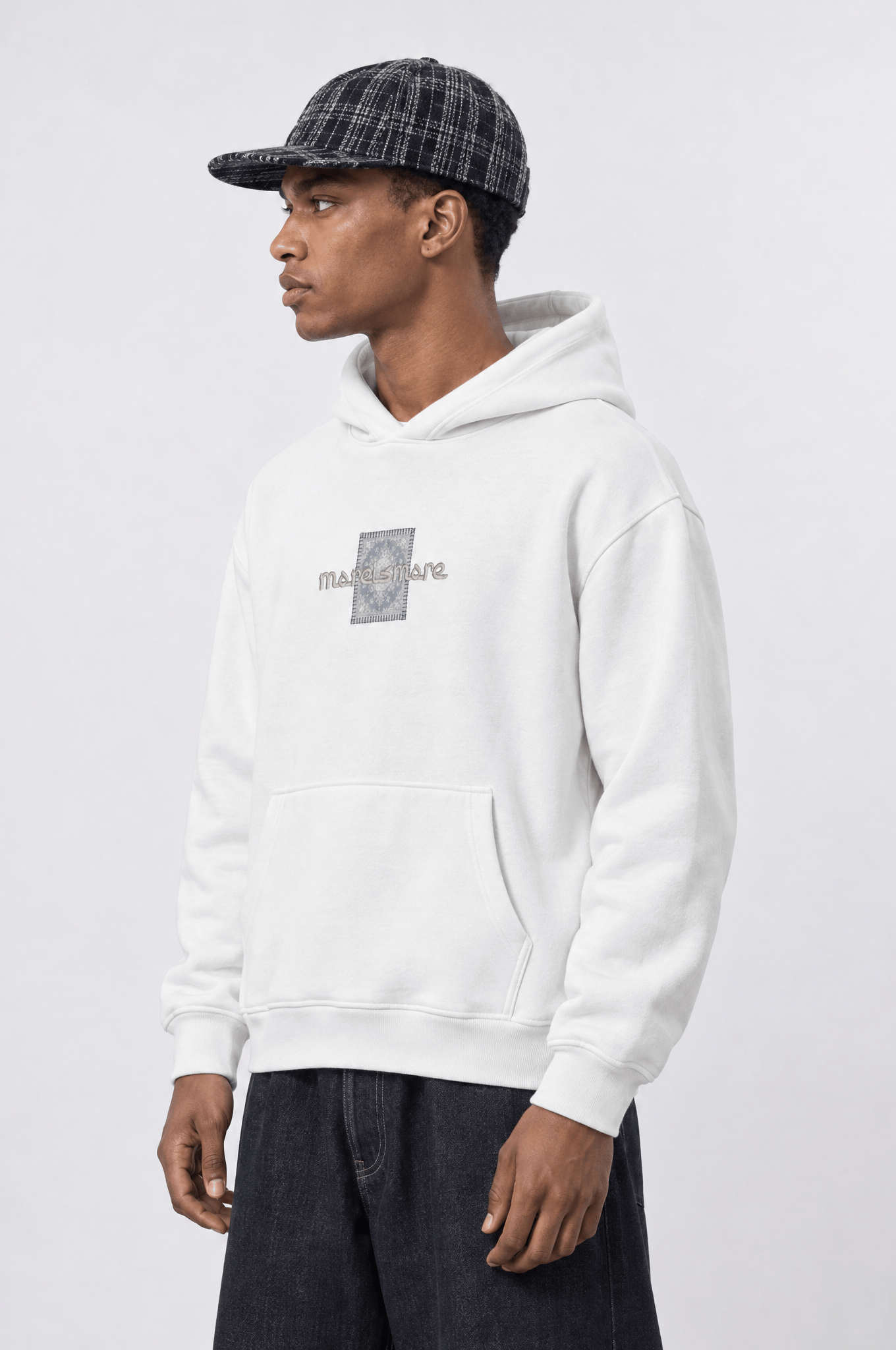 Erkek Sky Patch Detaylı Oversize Hoodie Ekru