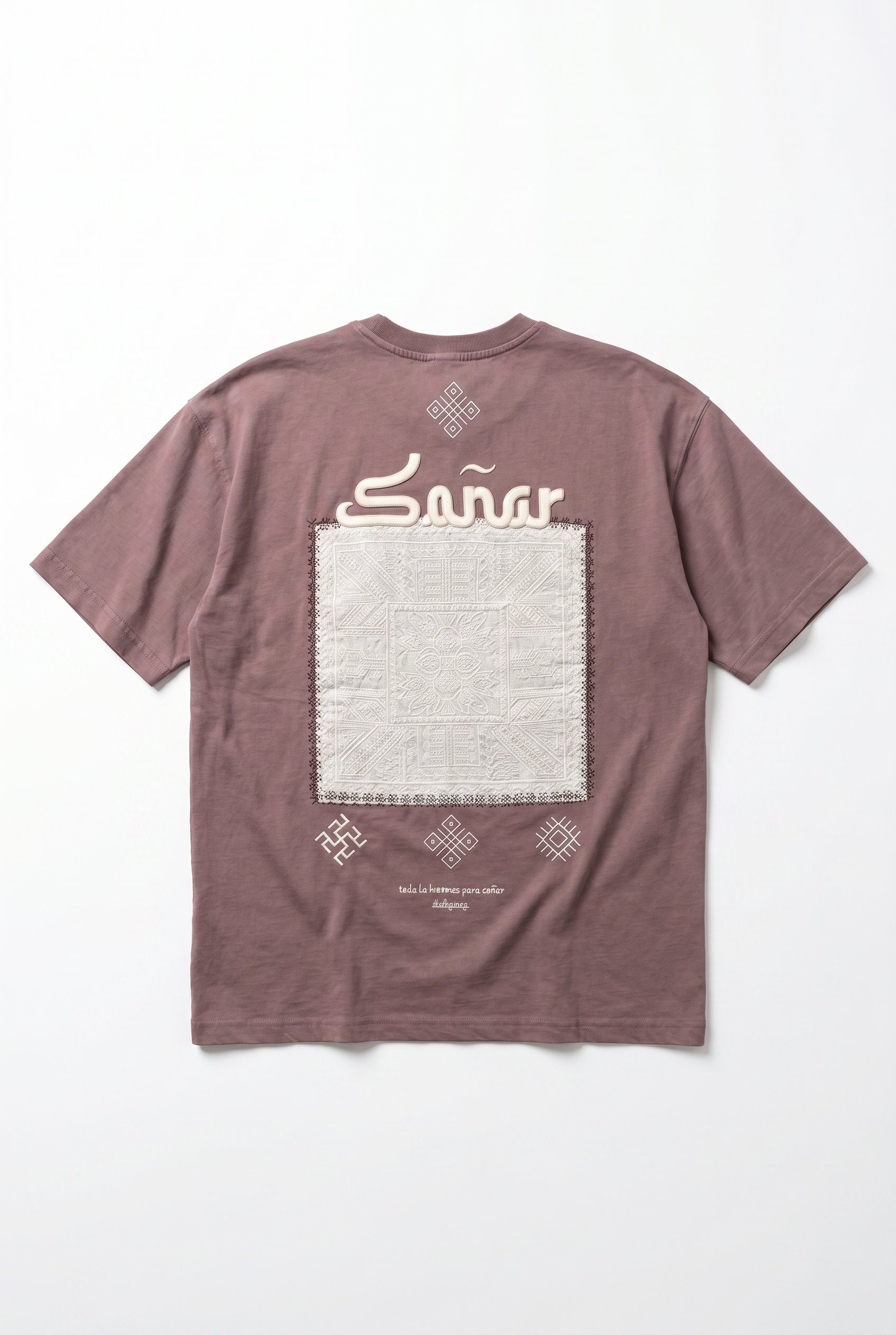 Erkek Sonar Nakış Detaylı Oversize T-Shirt Kahve