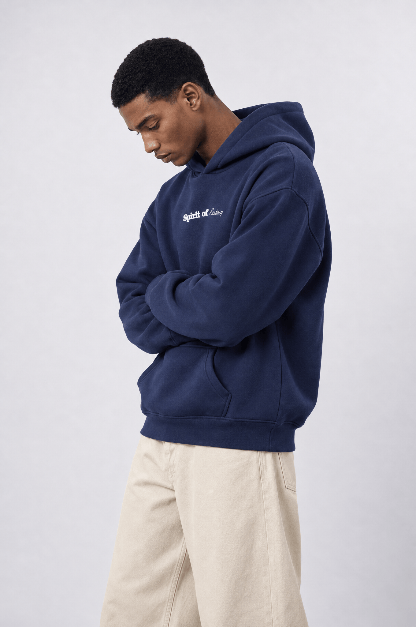 Erkek Spirit Patch Detaylı Oversize Hoodie Lacivert