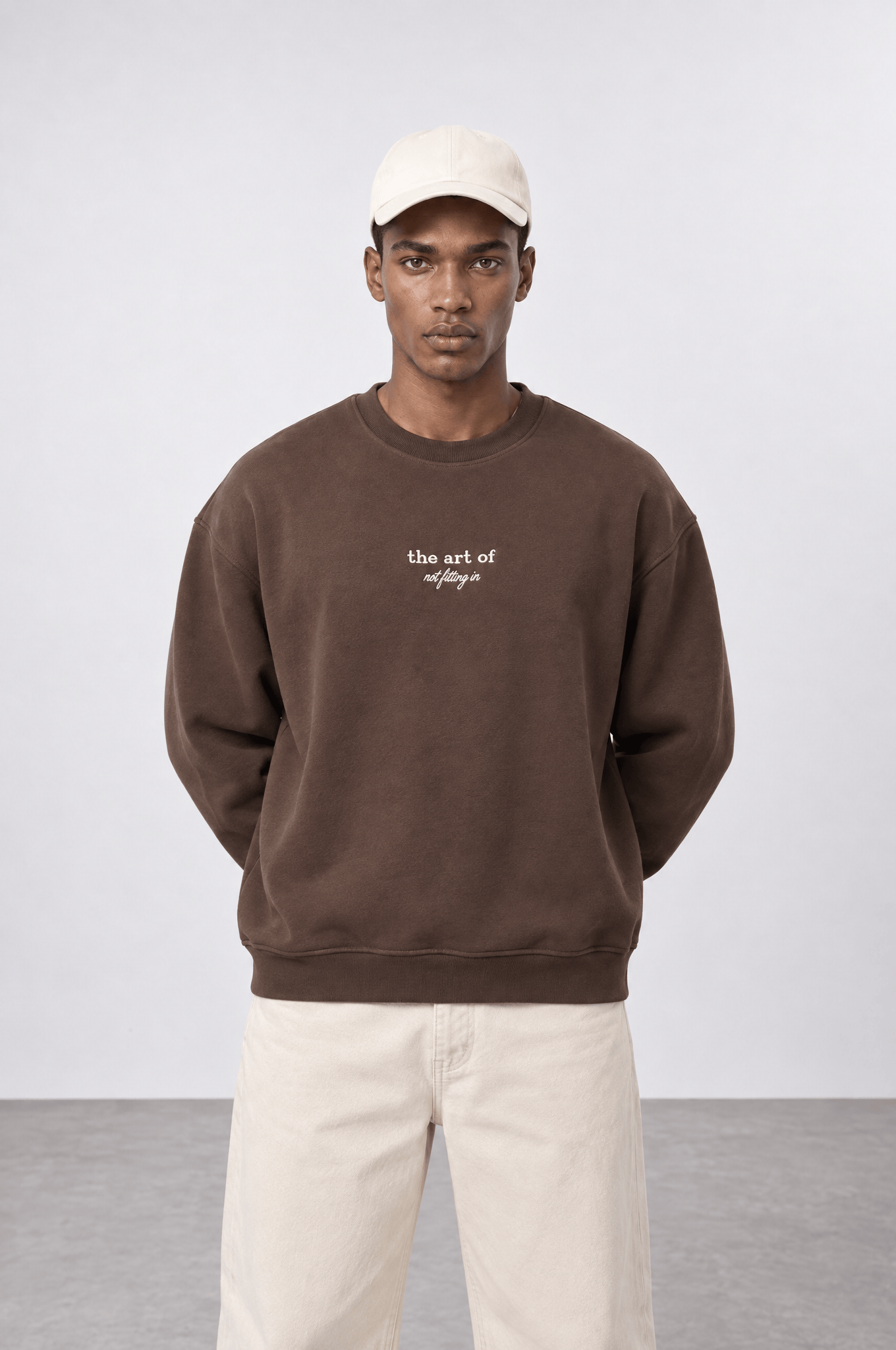 Erkek The Art Of Patch Detaylı Oversize Sweatshirt Kahve