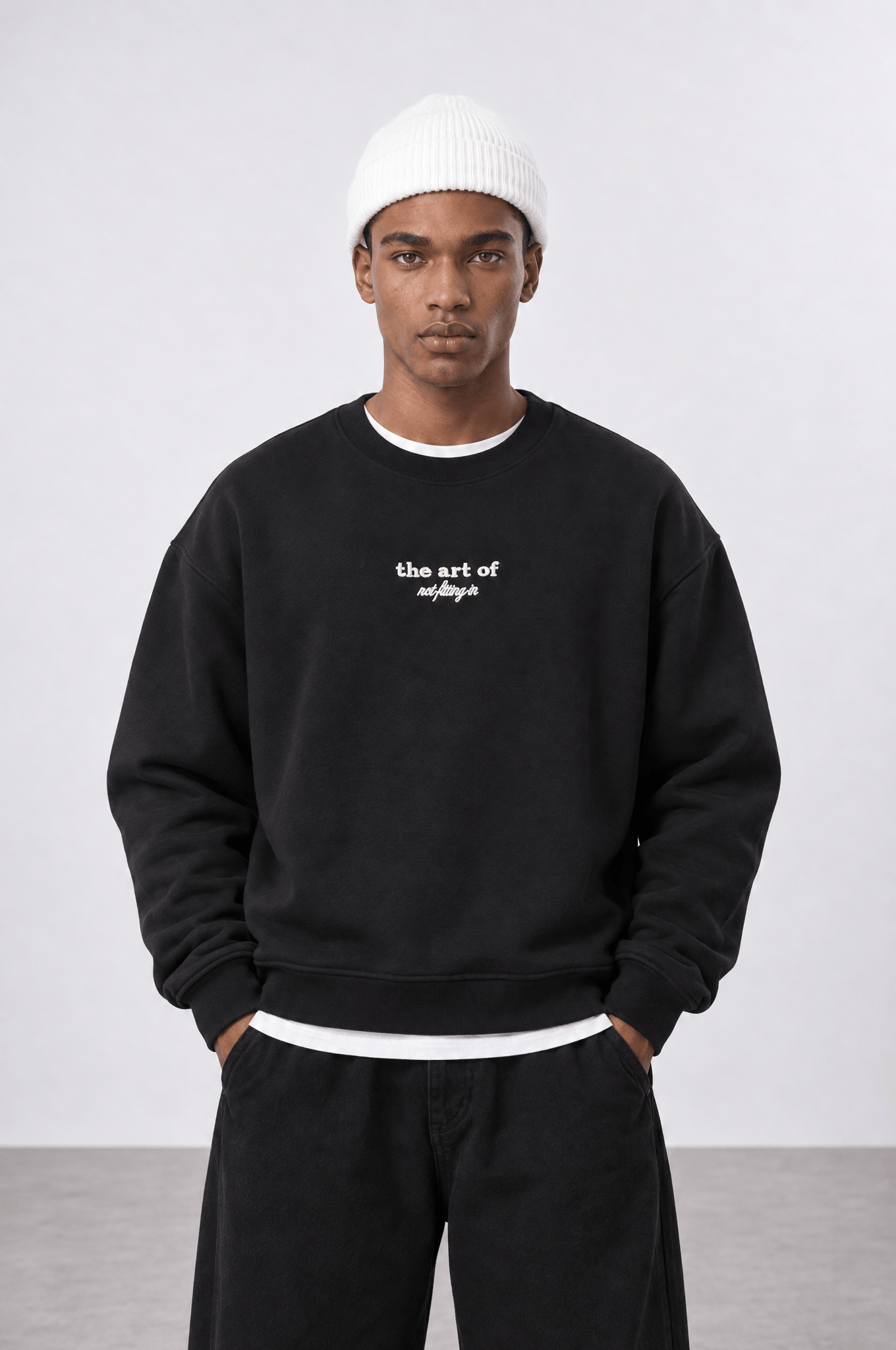 Erkek The Art Of Patch Detaylı Oversize Sweatshirt Siyah
