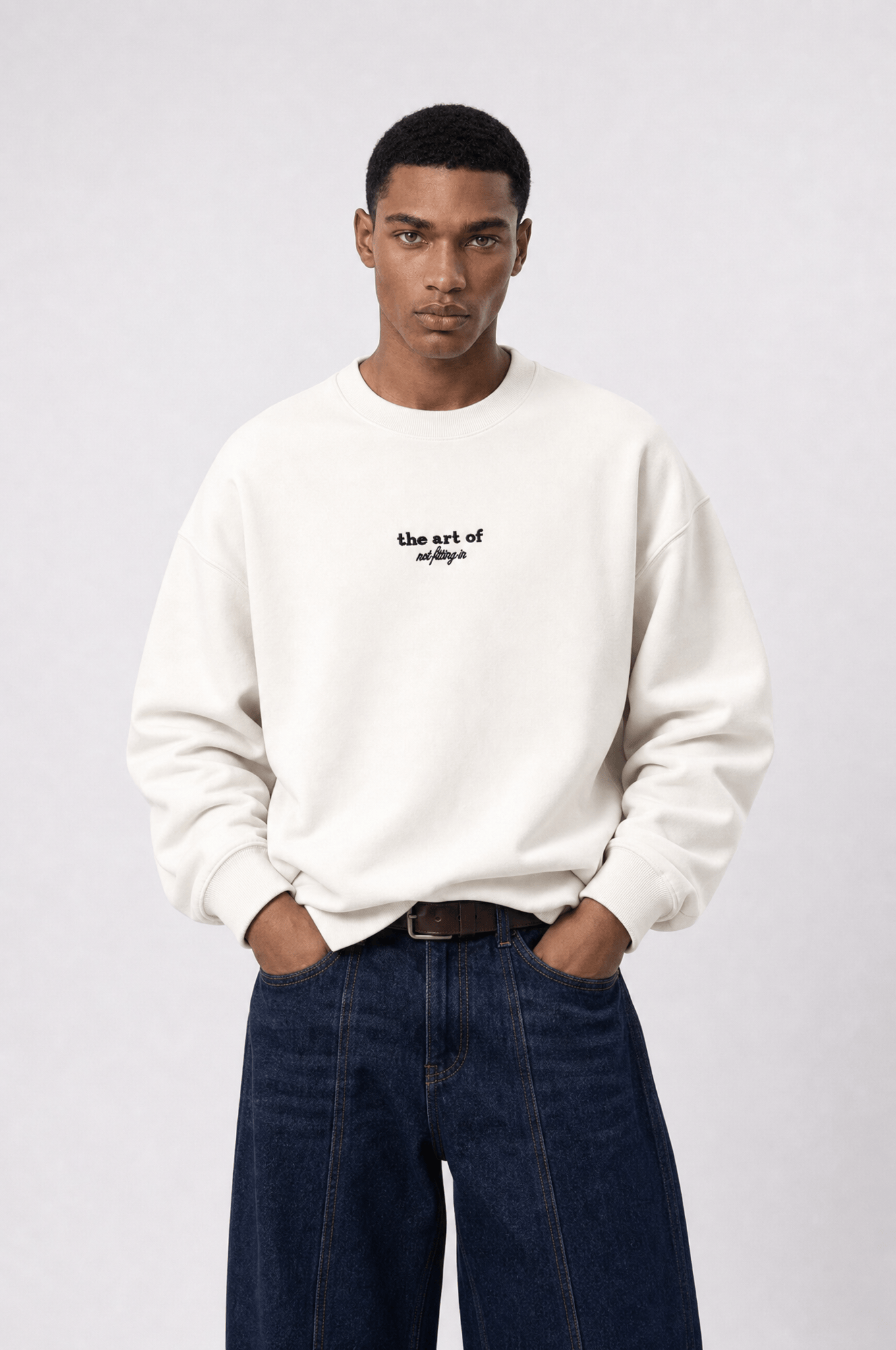 Erkek The Art Of Patch Detaylı Oversize Sweatshirt Ekru