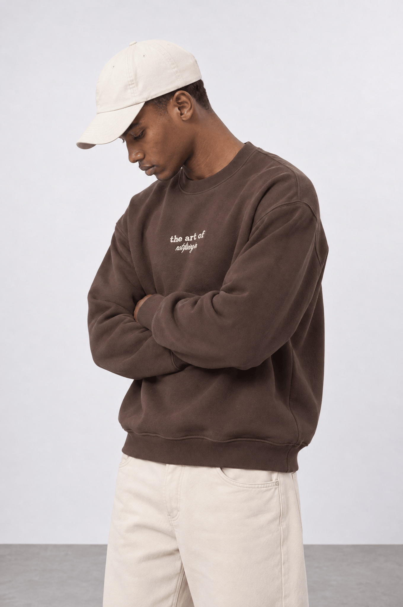 Erkek The Art Of Patch Detaylı Oversize Sweatshirt Kahve