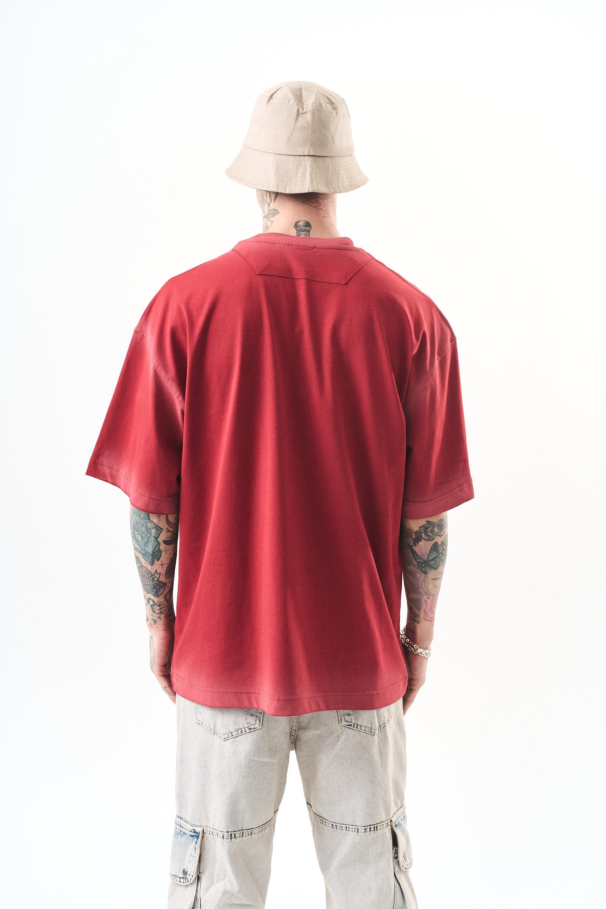 Erkek The Standard Baskılı Oversize T-Shirt Bordo
