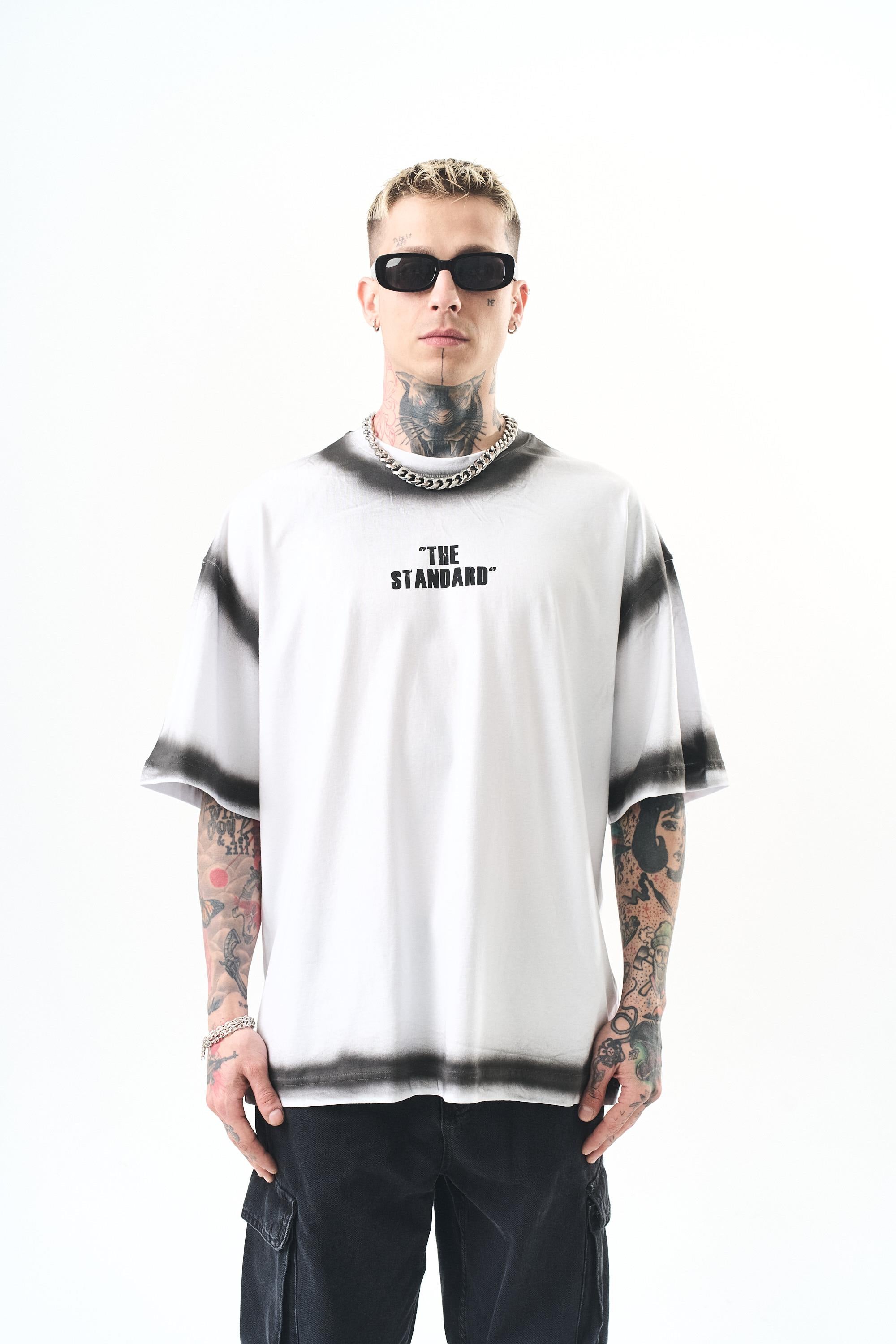 Erkek The Standard Baskılı Oversize T-Shirt Beyaz