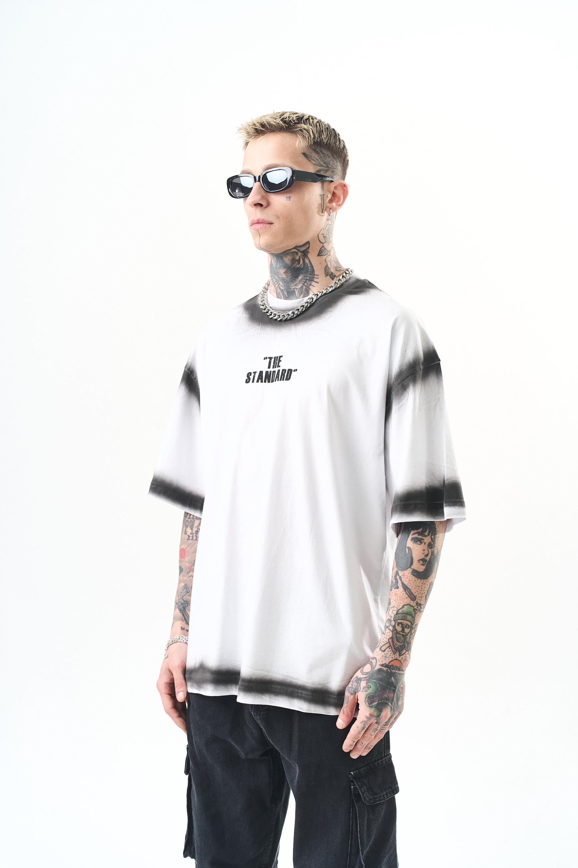 Erkek The Standard Baskılı Oversize T-Shirt Beyaz