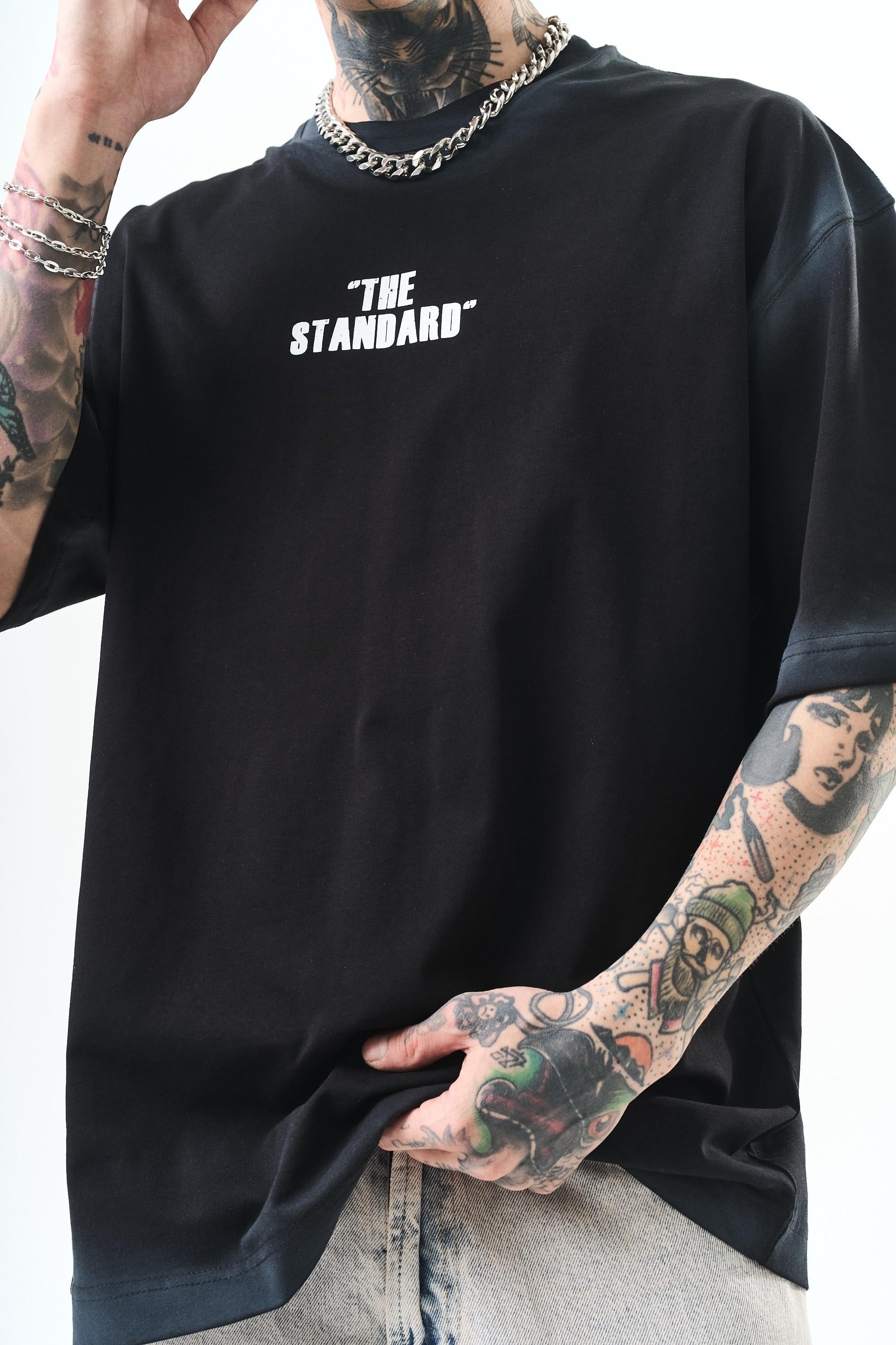 Erkek The Standard Baskılı Oversize T-Shirt Siyah