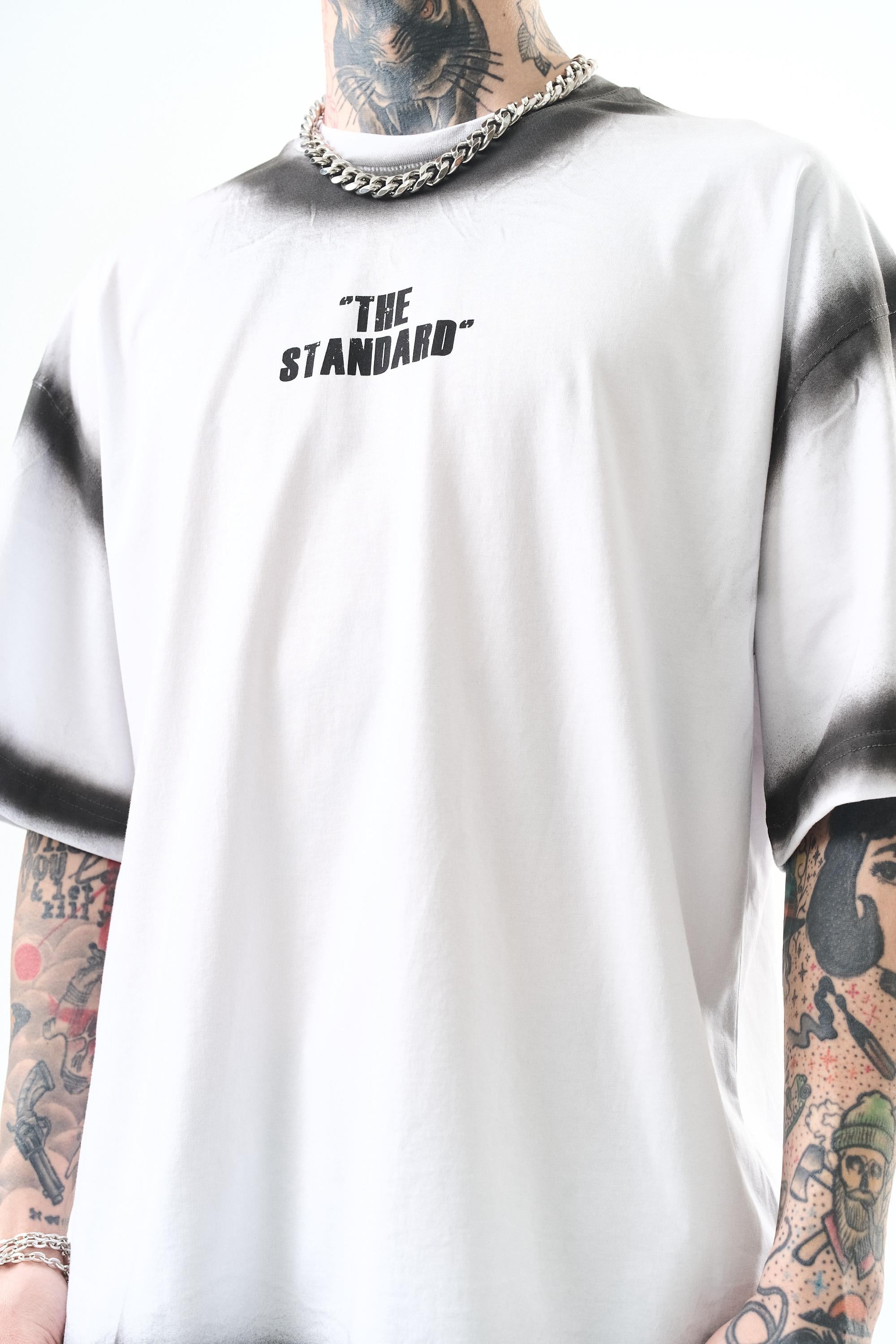Erkek The Standard Baskılı Oversize T-Shirt Beyaz