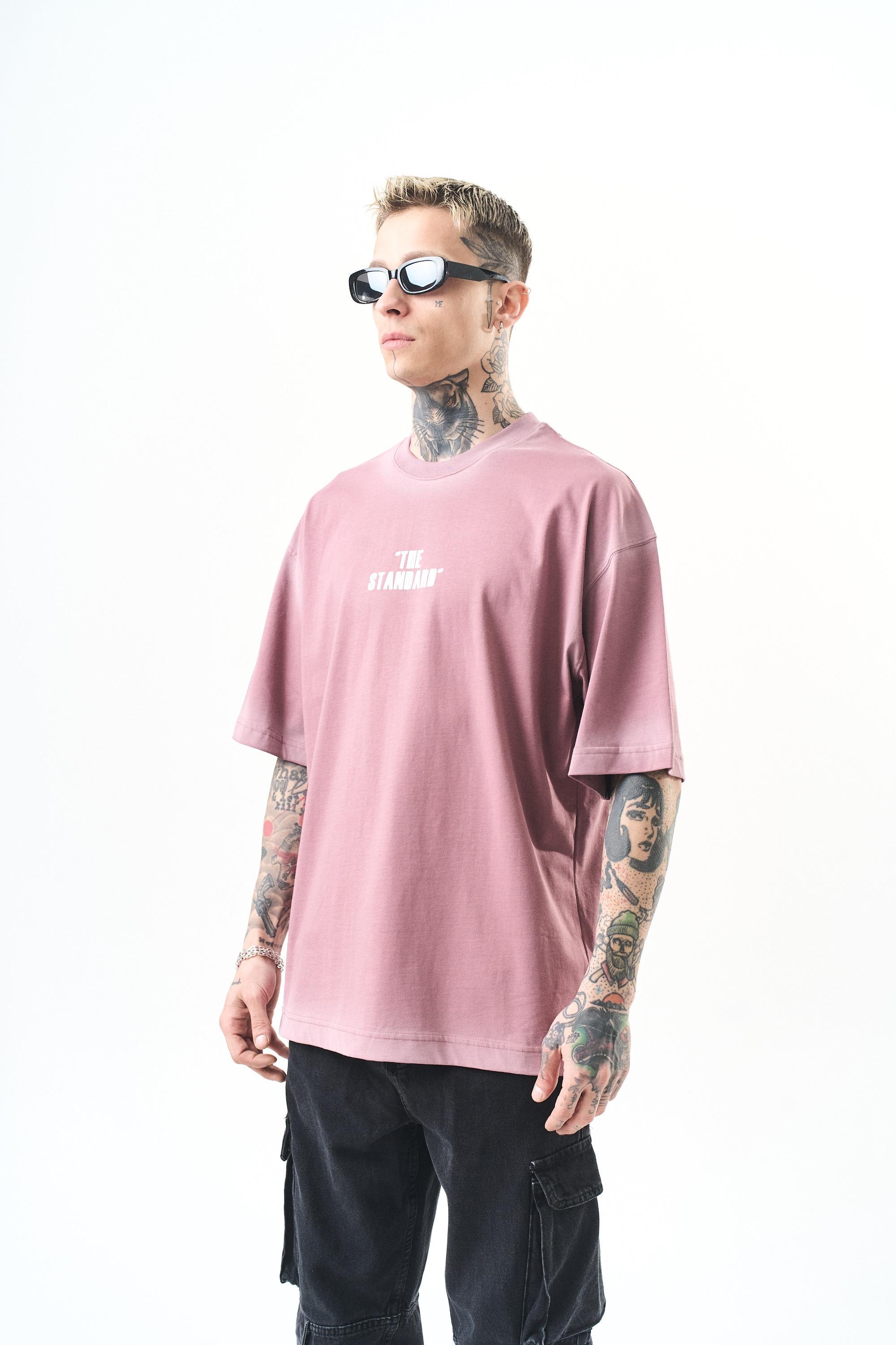 Erkek The Standard Baskılı Oversize T-Shirt Mürdüm