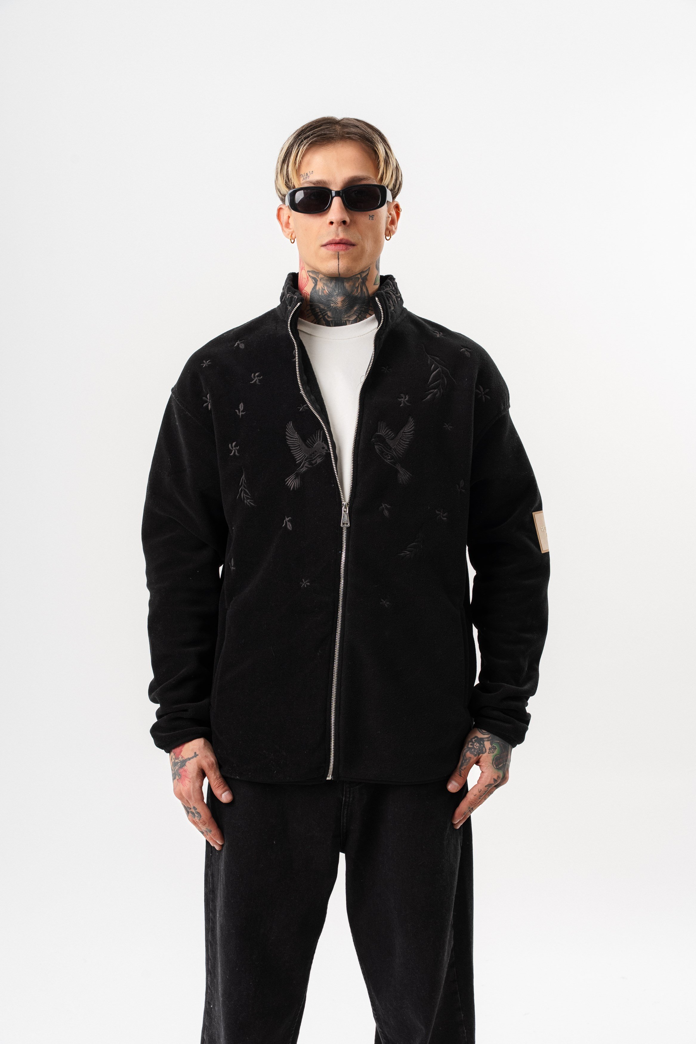 Erkek Threadora Zip Oversize Polar Ceket Siyah