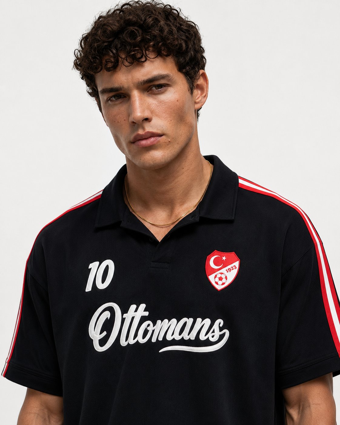Erkek Türkiye Retro Forma T-Shirt Siyah