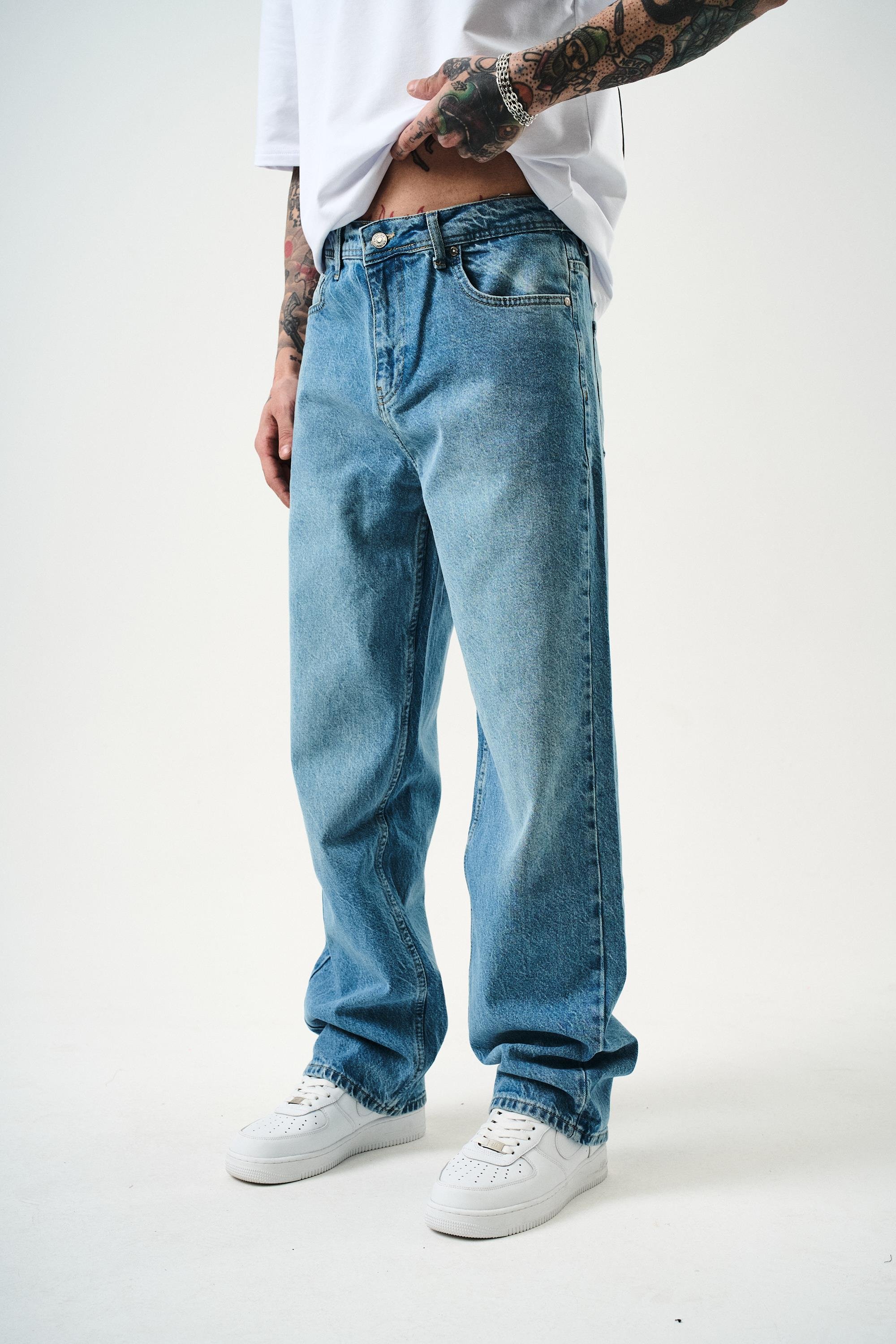 Erkek Washed Baggy Pantolon A.Mavi