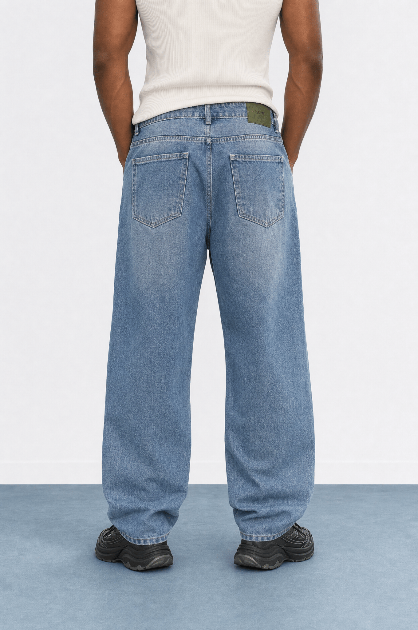 Erkek Washed Baggy Pantolon A.Mavi