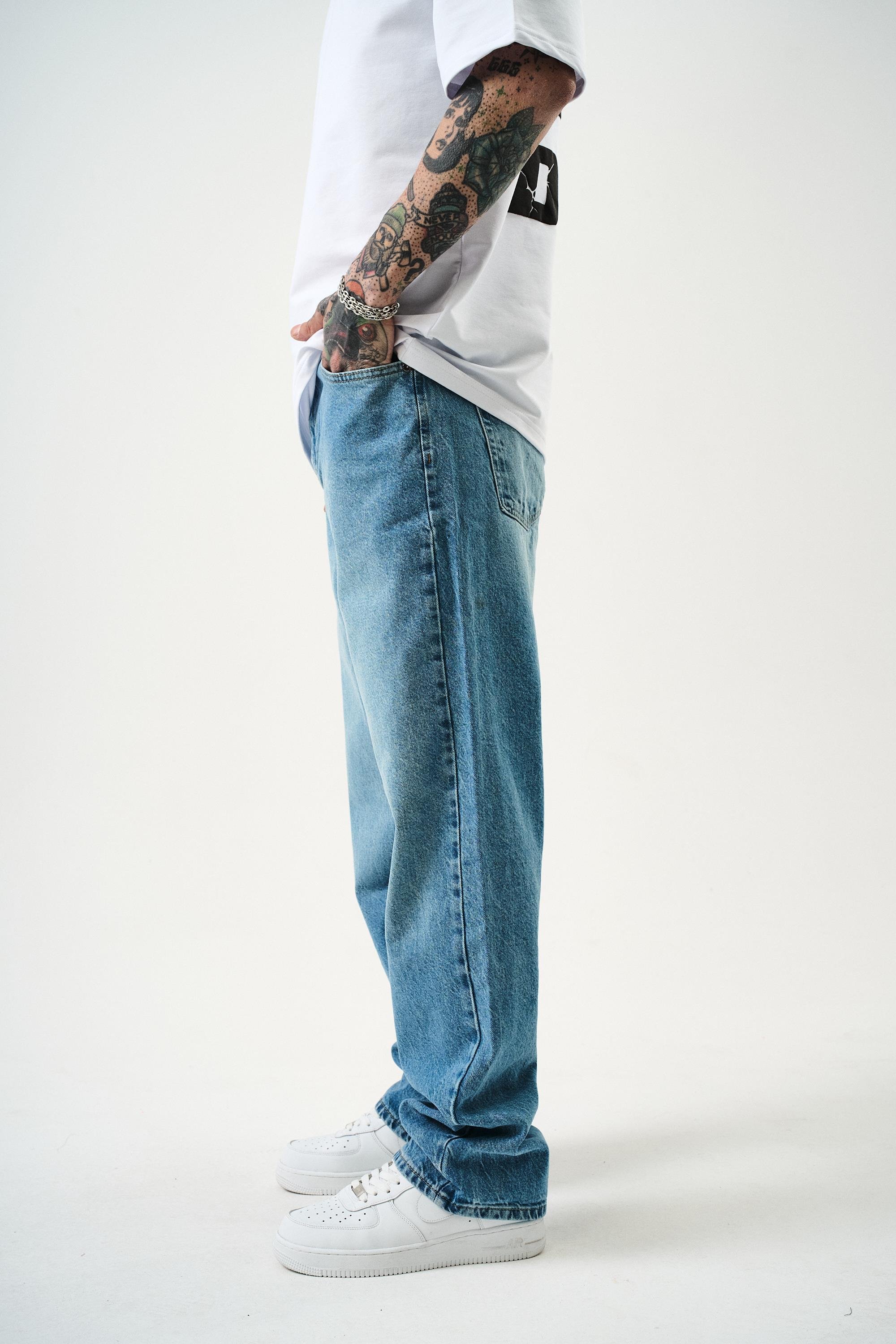 Erkek Washed Baggy Pantolon A.Mavi