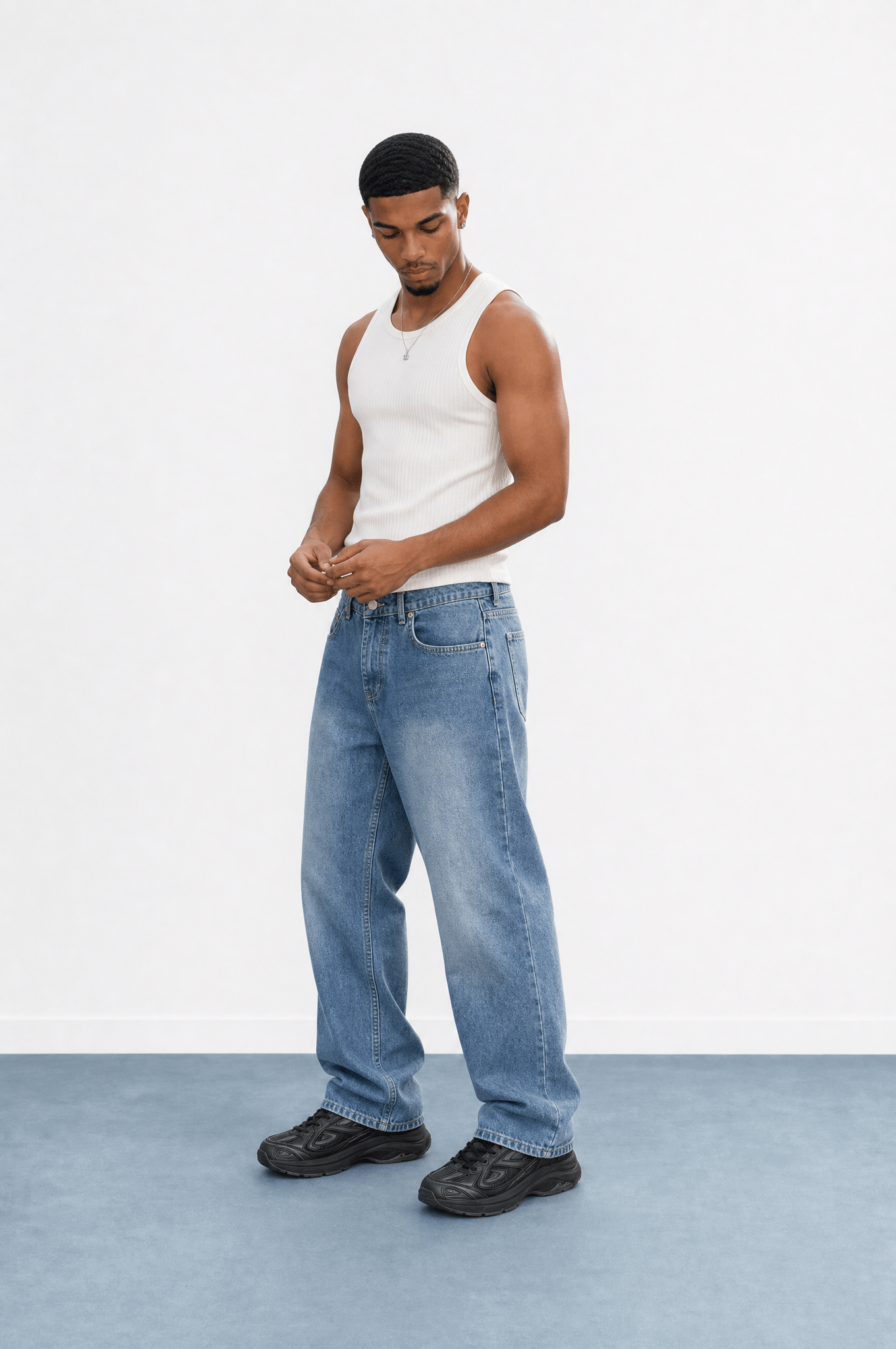 Erkek Washed Baggy Pantolon A.Mavi