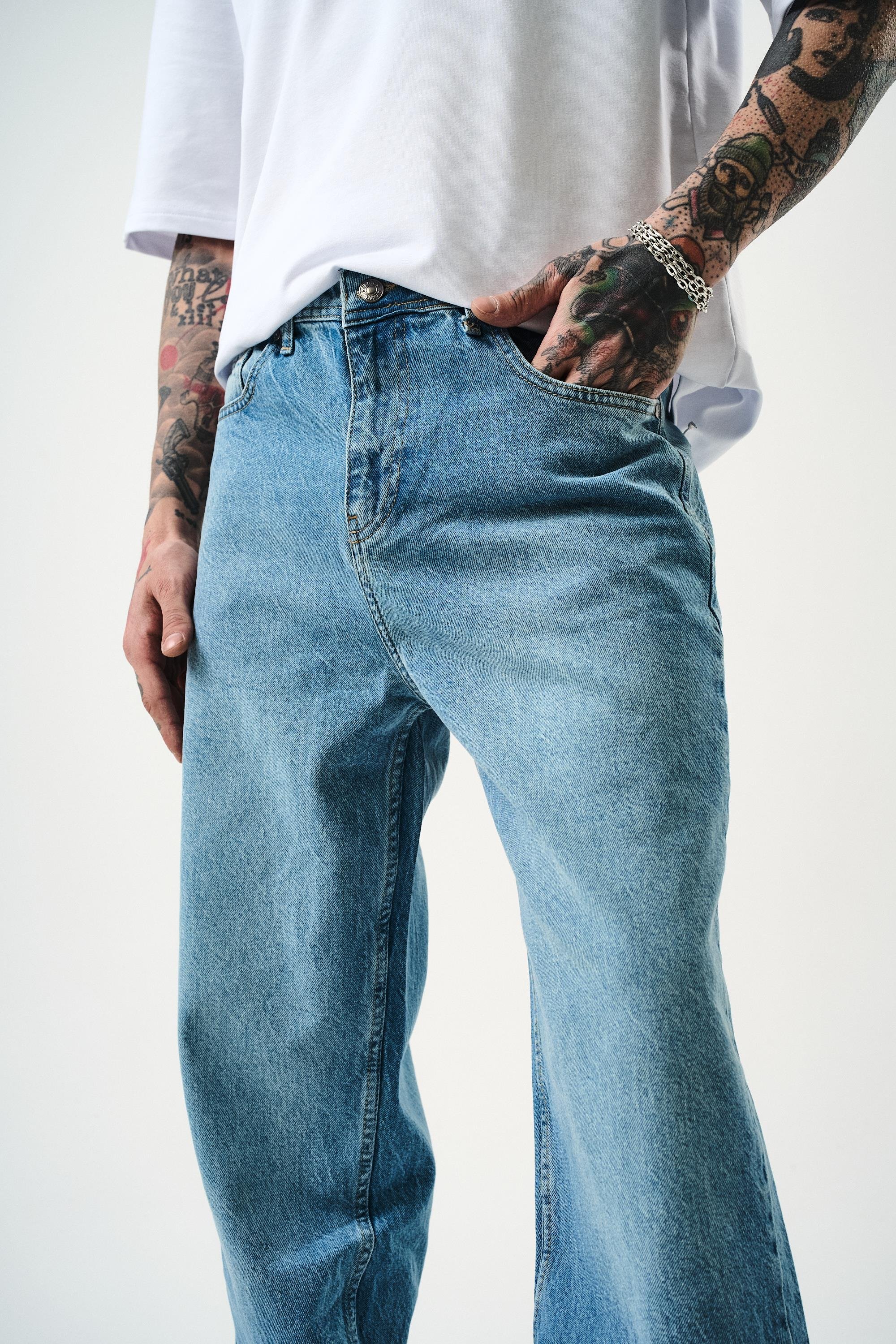 Erkek Washed Baggy Pantolon A.Mavi