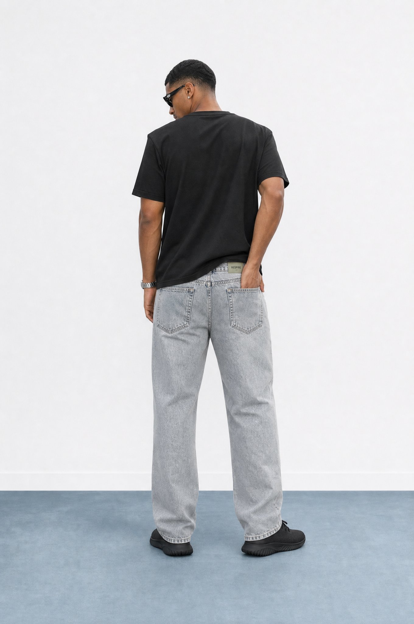 Erkek Washed Baggy Pantolon Buz Mavi