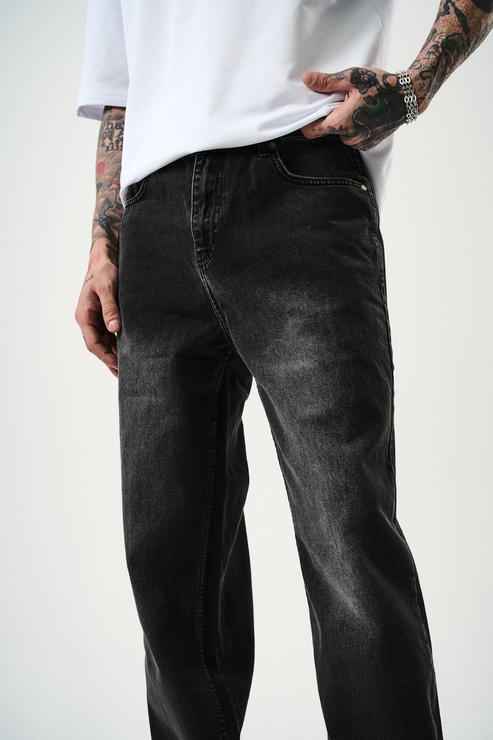Erkek Washed Baggy Pantolon Gri