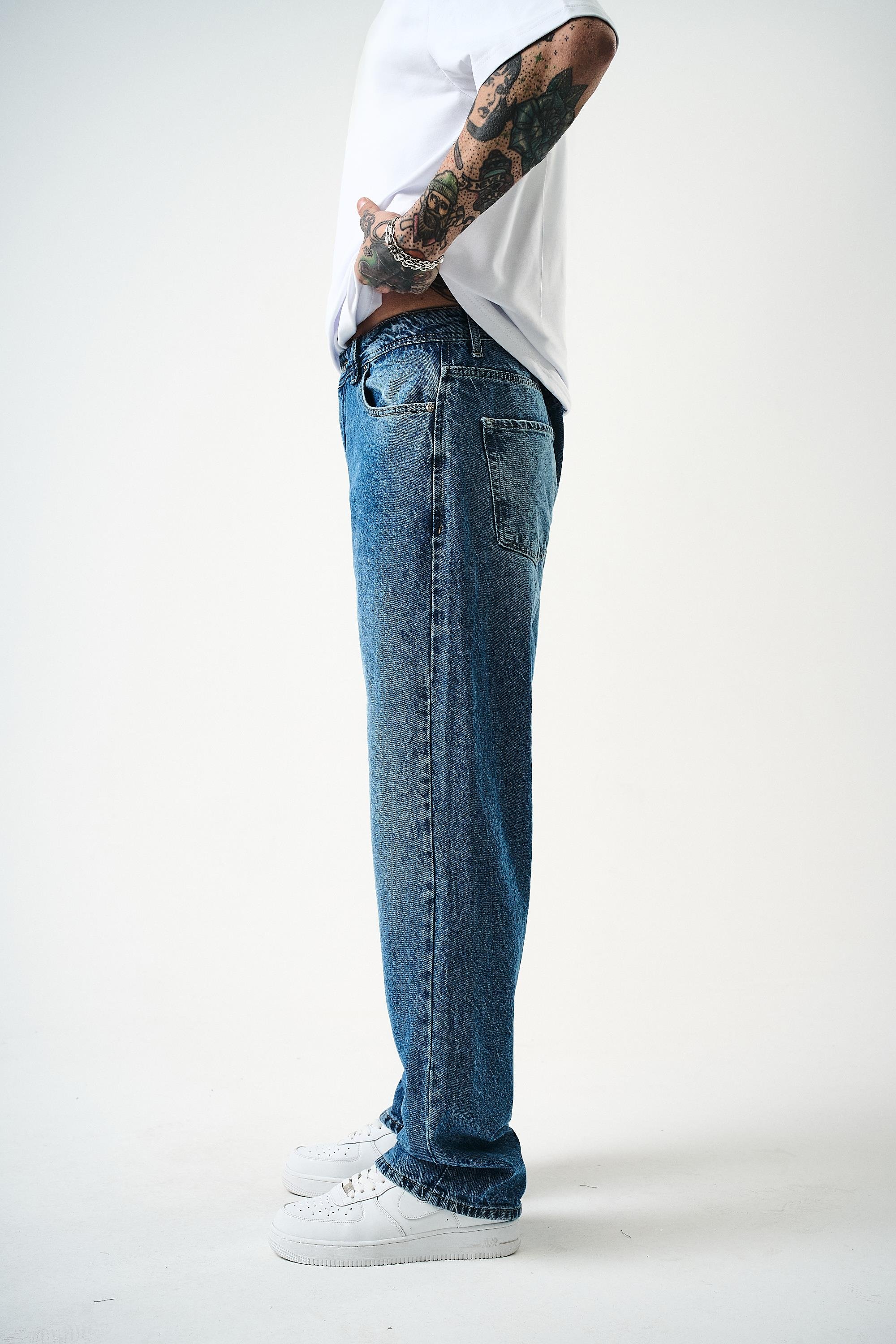 Erkek Washed Baggy Pantolon K.Mavi