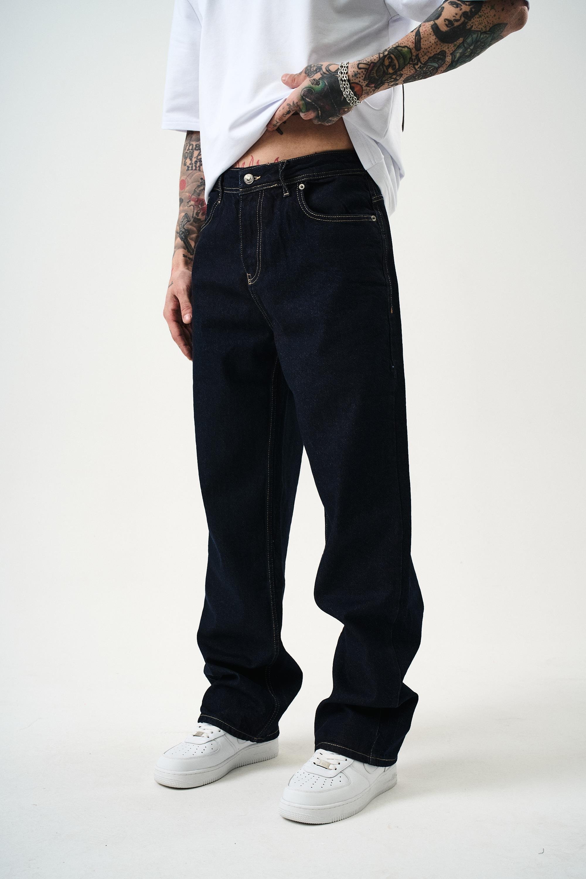 Erkek Washed Baggy Pantolon Lacivert