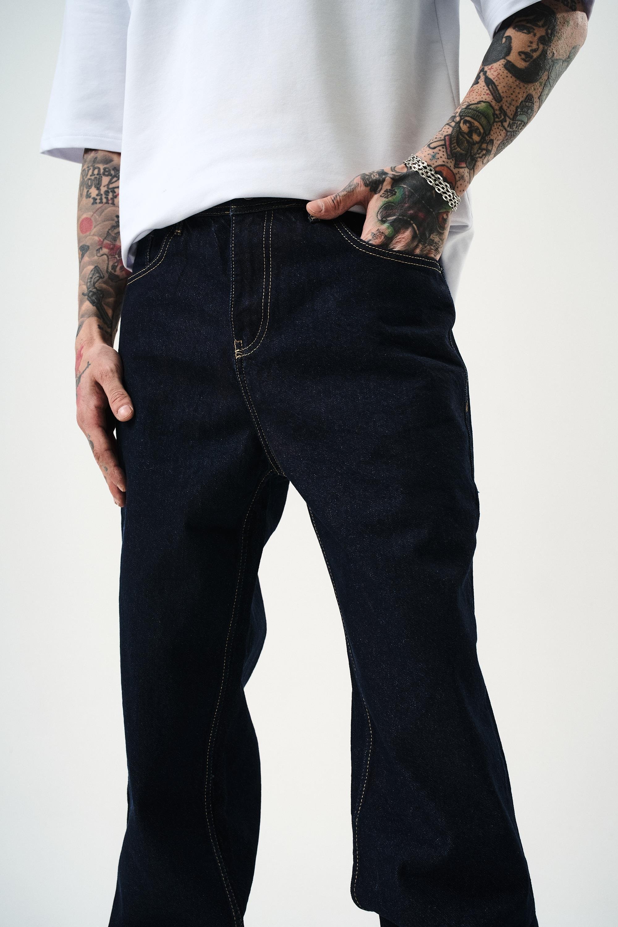 Erkek Washed Baggy Pantolon Lacivert