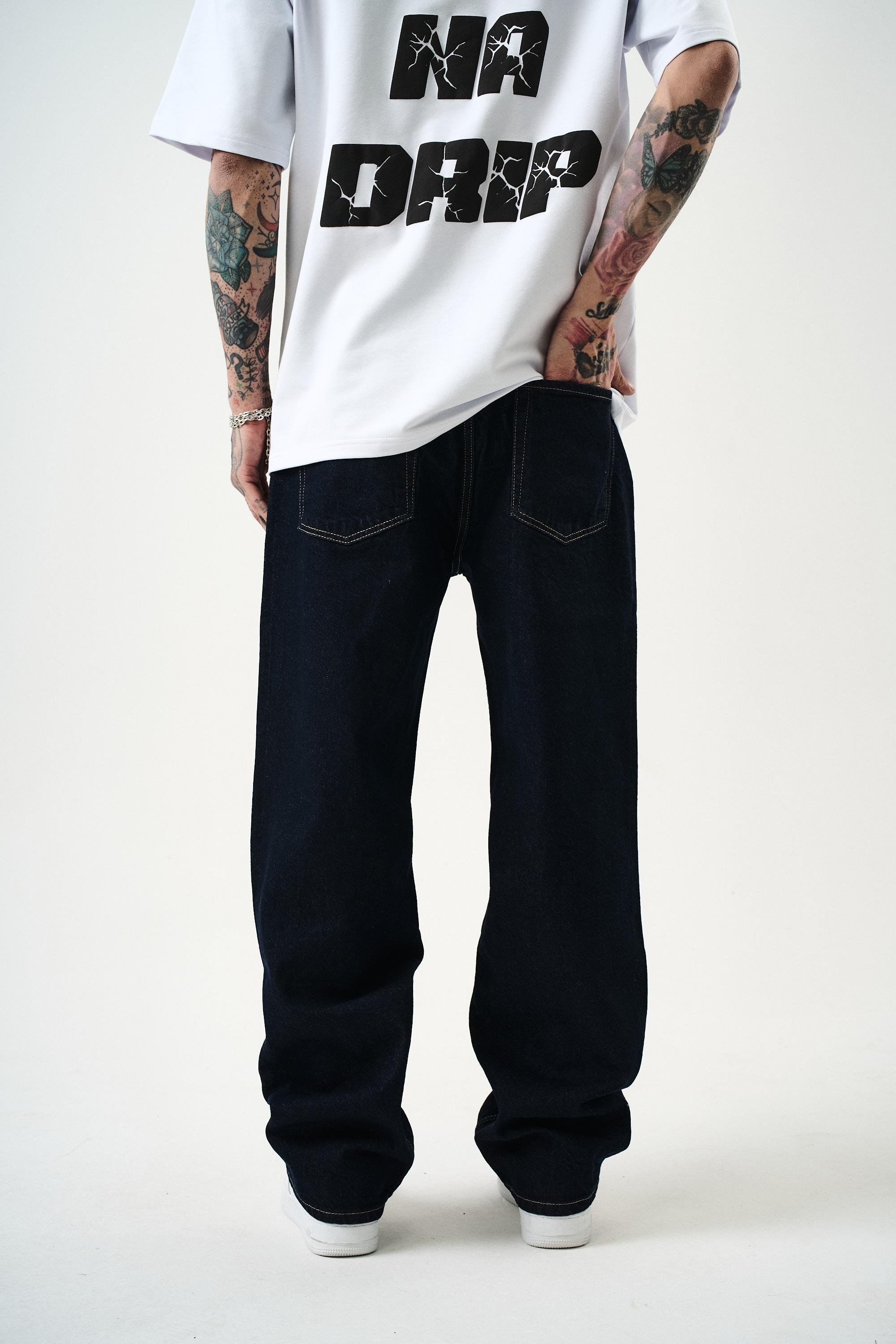 Erkek Washed Baggy Pantolon Lacivert
