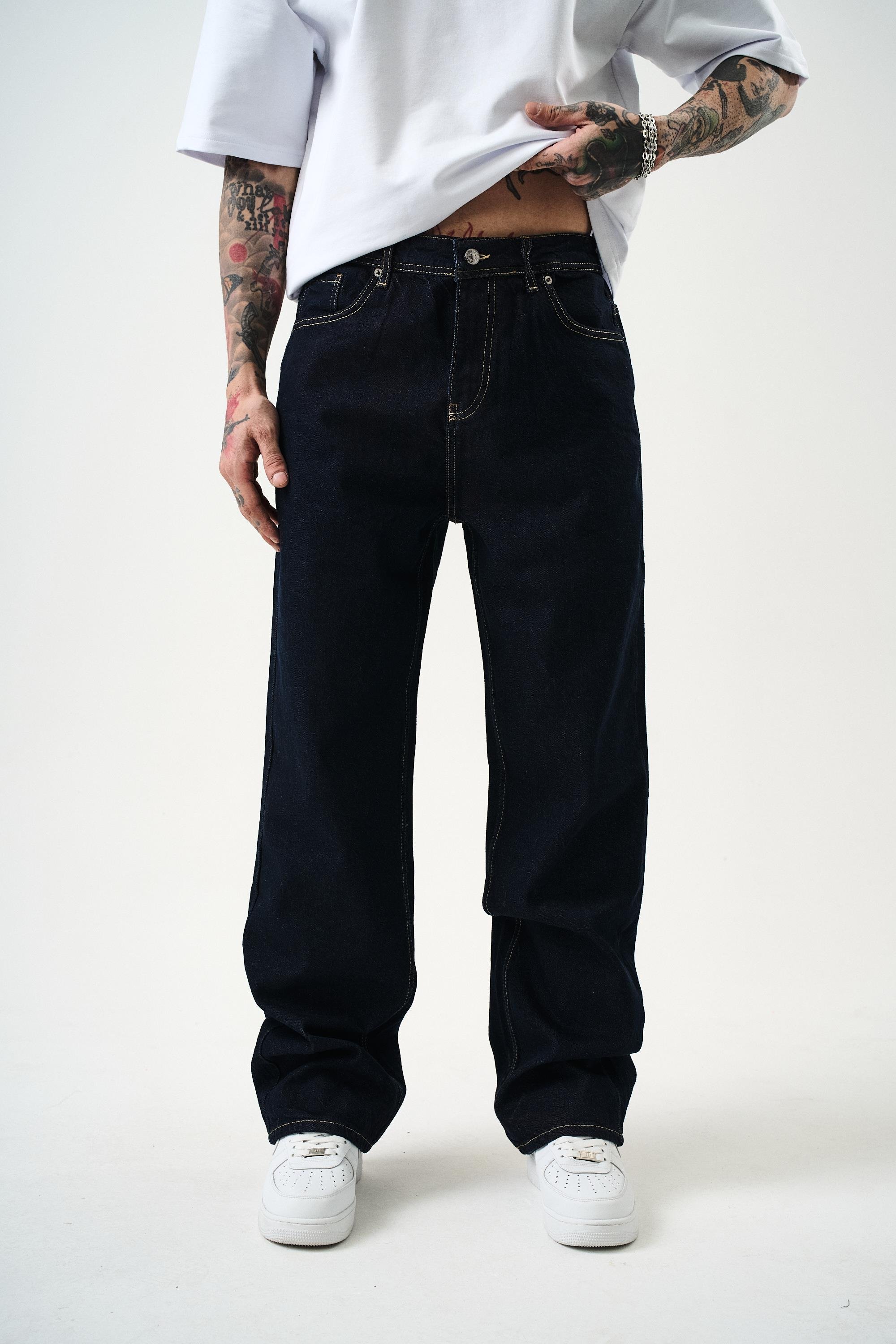 Erkek Washed Baggy Pantolon Lacivert