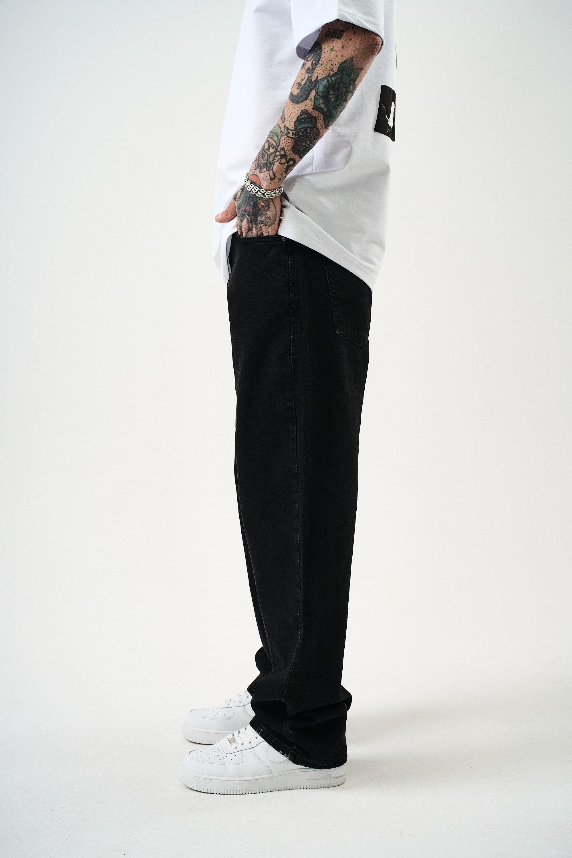 Erkek Washed Baggy Pantolon Siyah