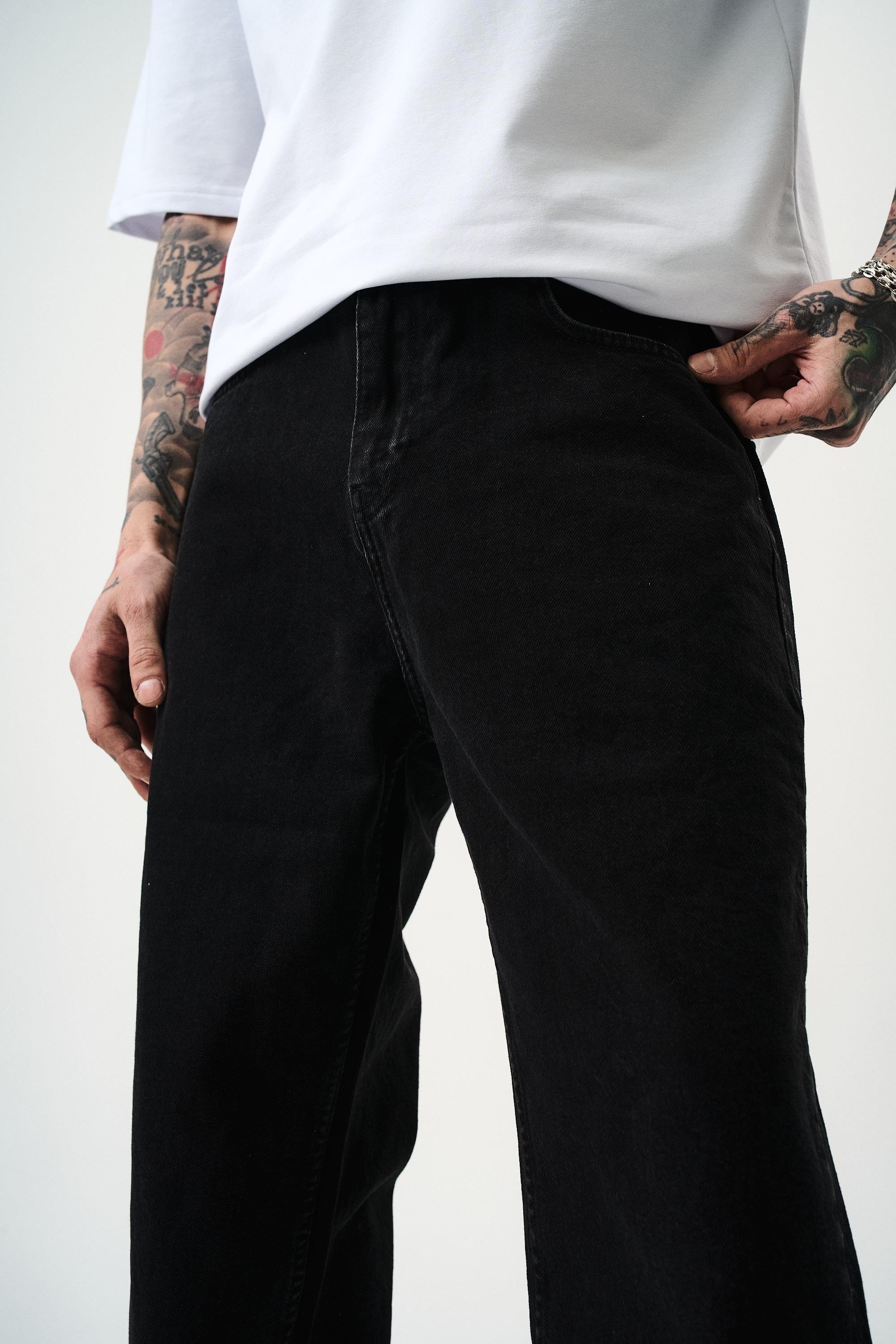 Erkek Washed Baggy Pantolon Siyah