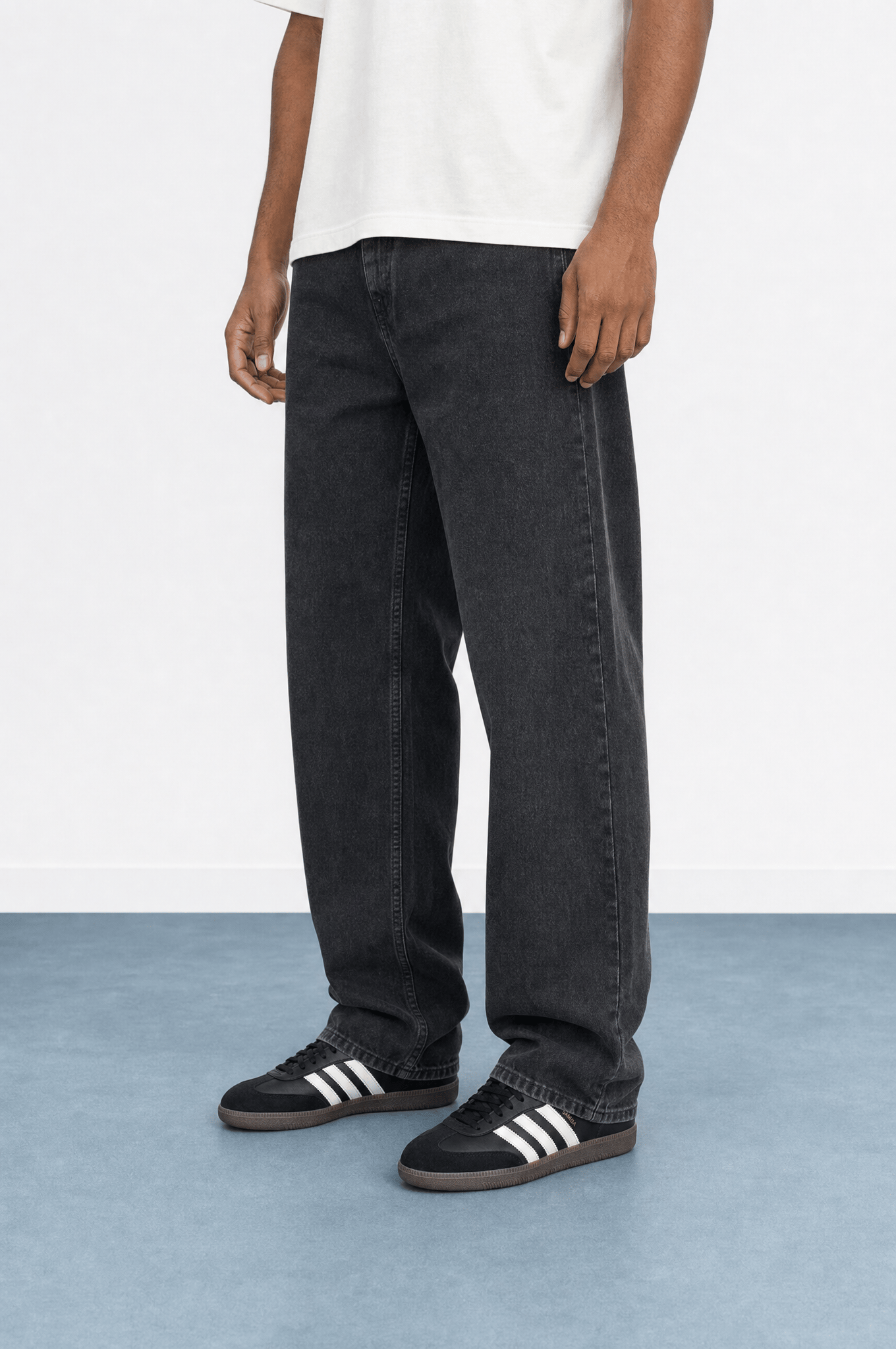 Erkek Washed Baggy Pantolon Siyah