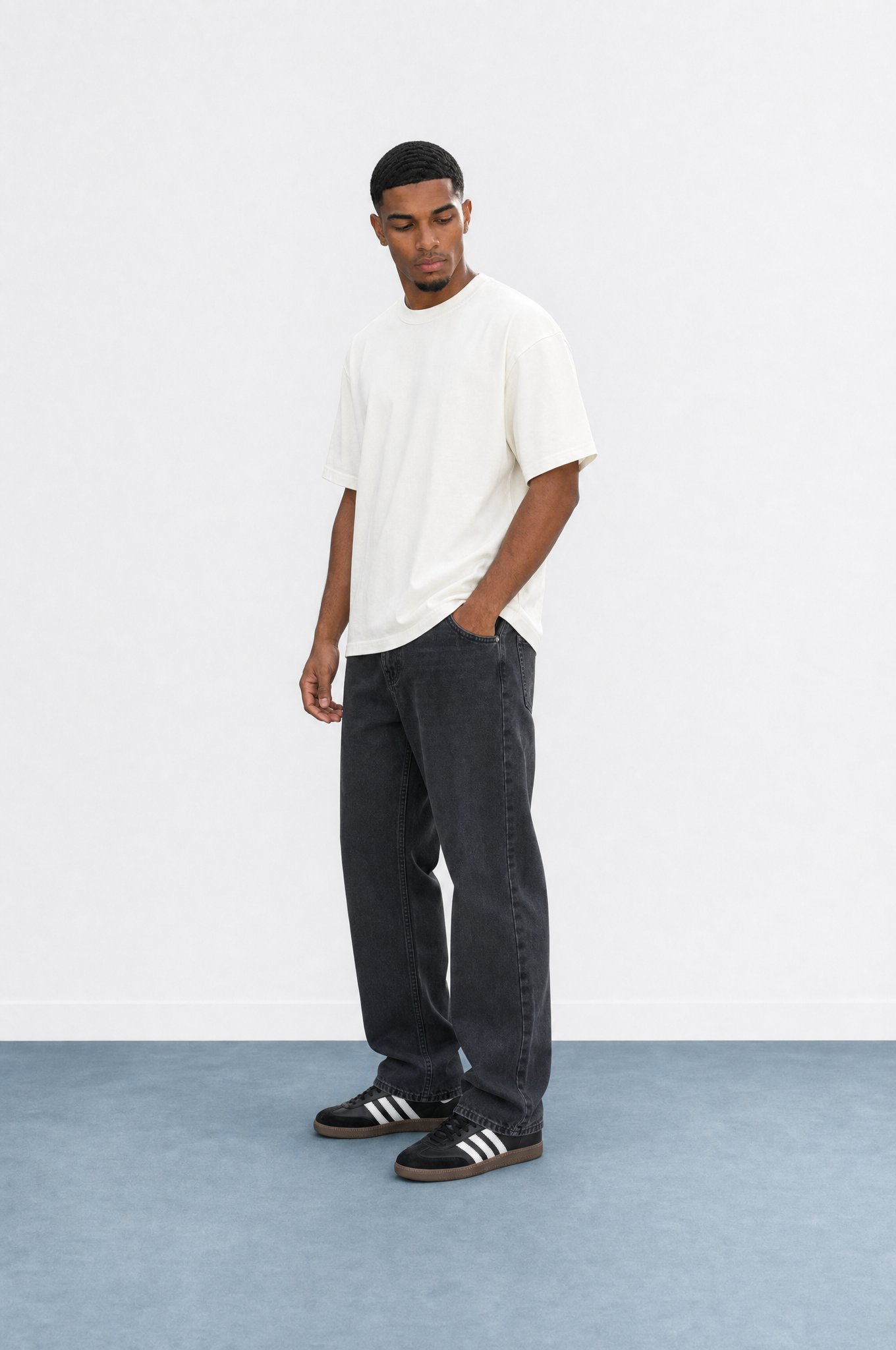 Erkek Washed Baggy Pantolon Siyah
