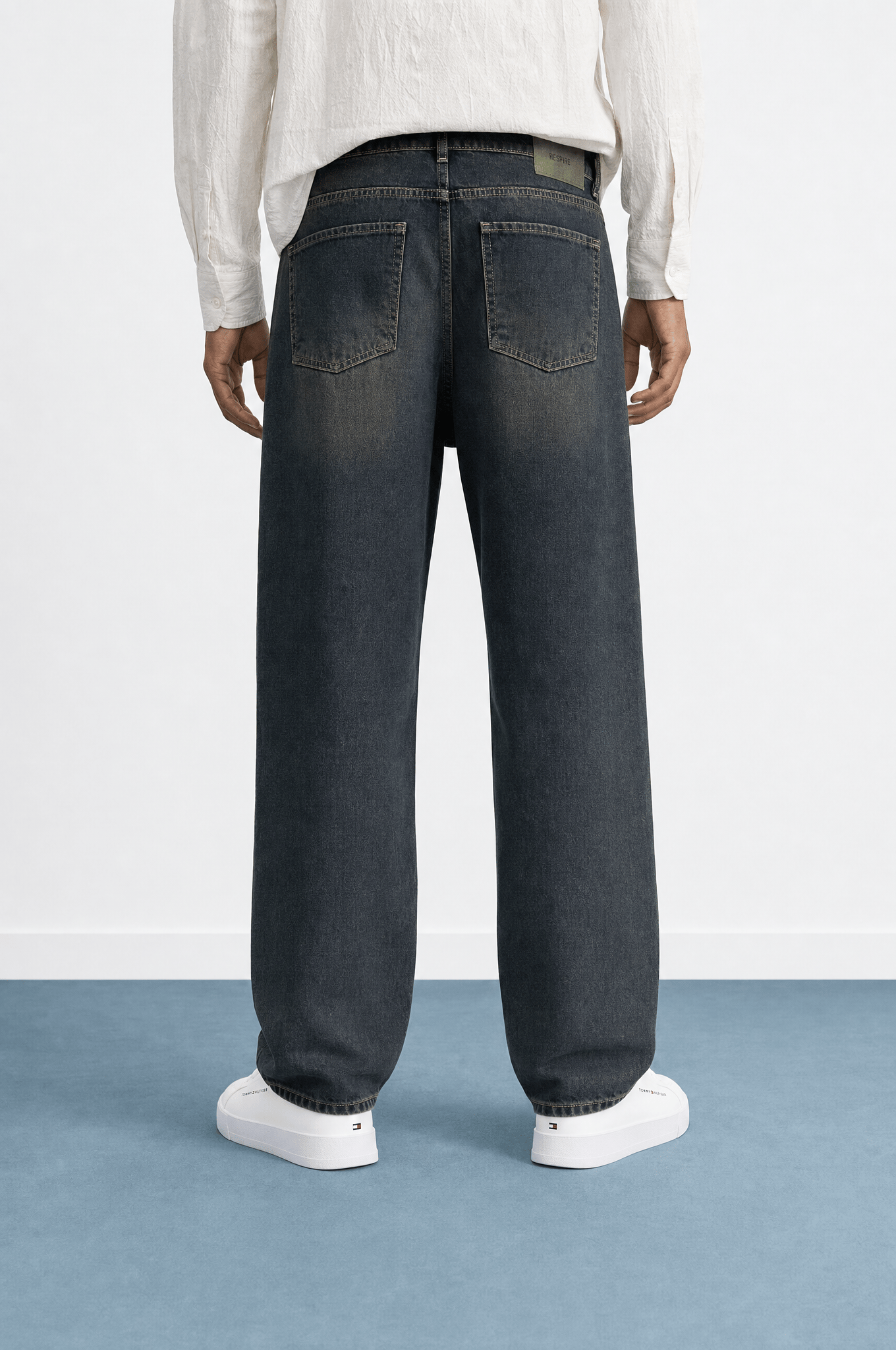 Erkek Washed Baggy Pantolon Tint Mavi